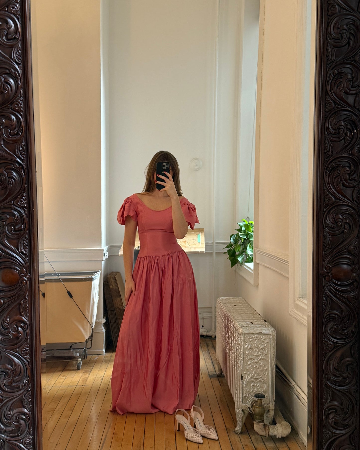 Vintage 80's Drop Waist Pink Party Dress
