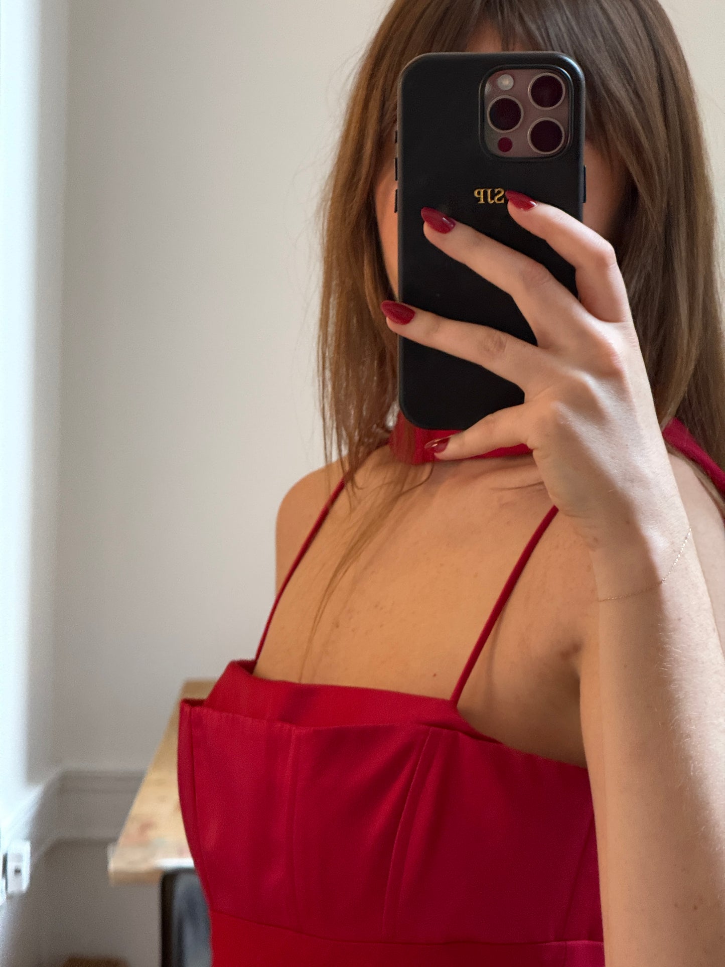 Vintage 90's Red Evening Dress with Neck Scarf