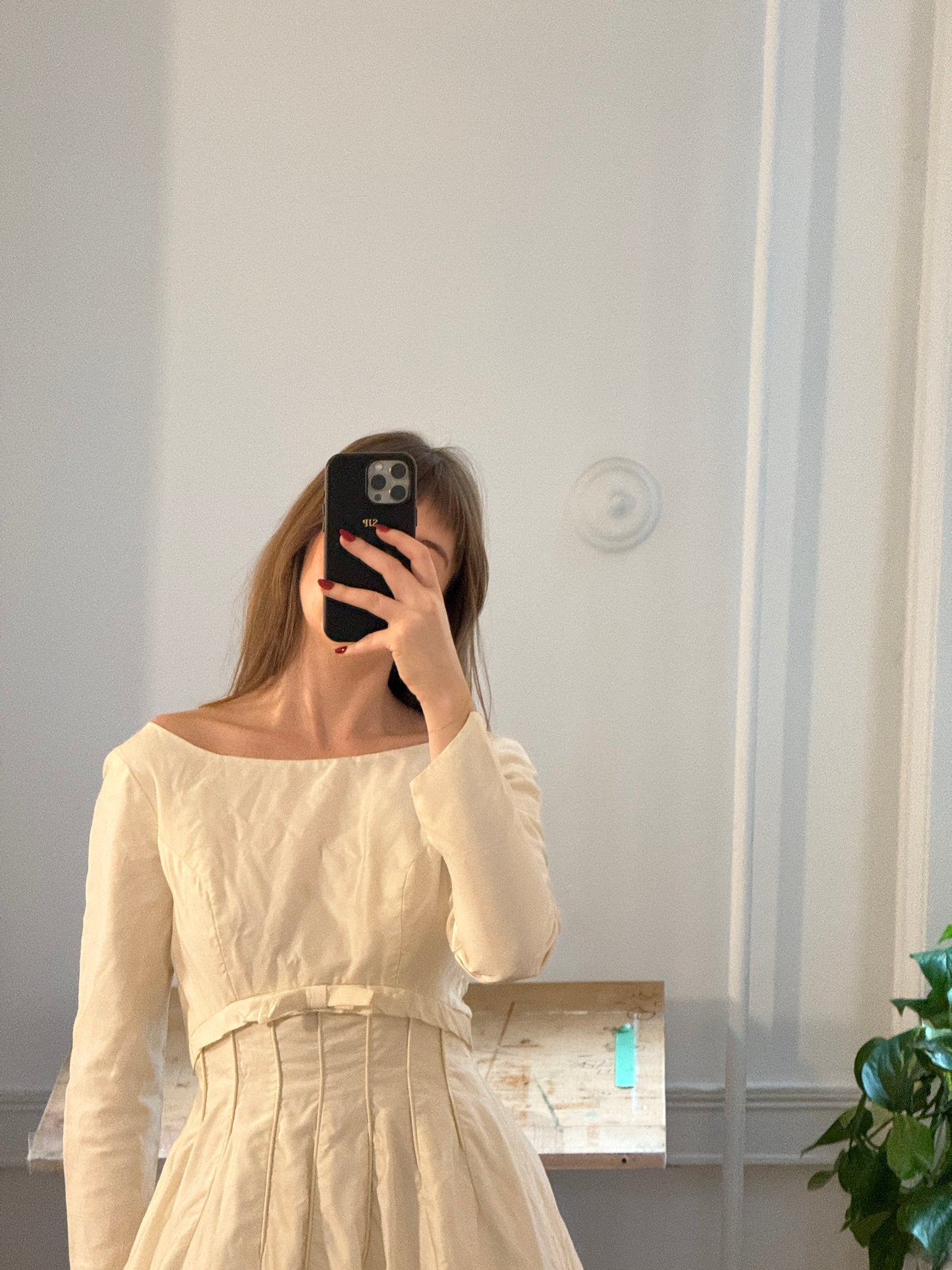 Vintage Long Sleeved, Pleated Wedding Dress