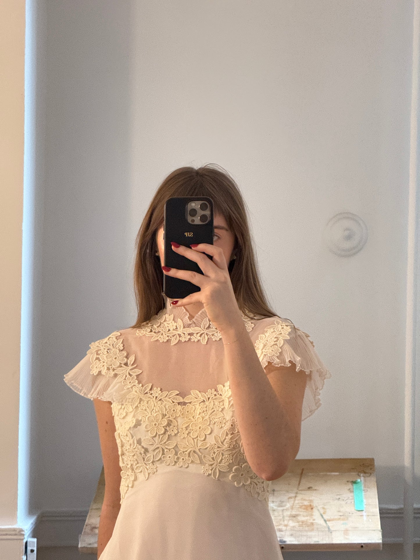 Vintage 70's Sheer Chiffon Wedding Dress