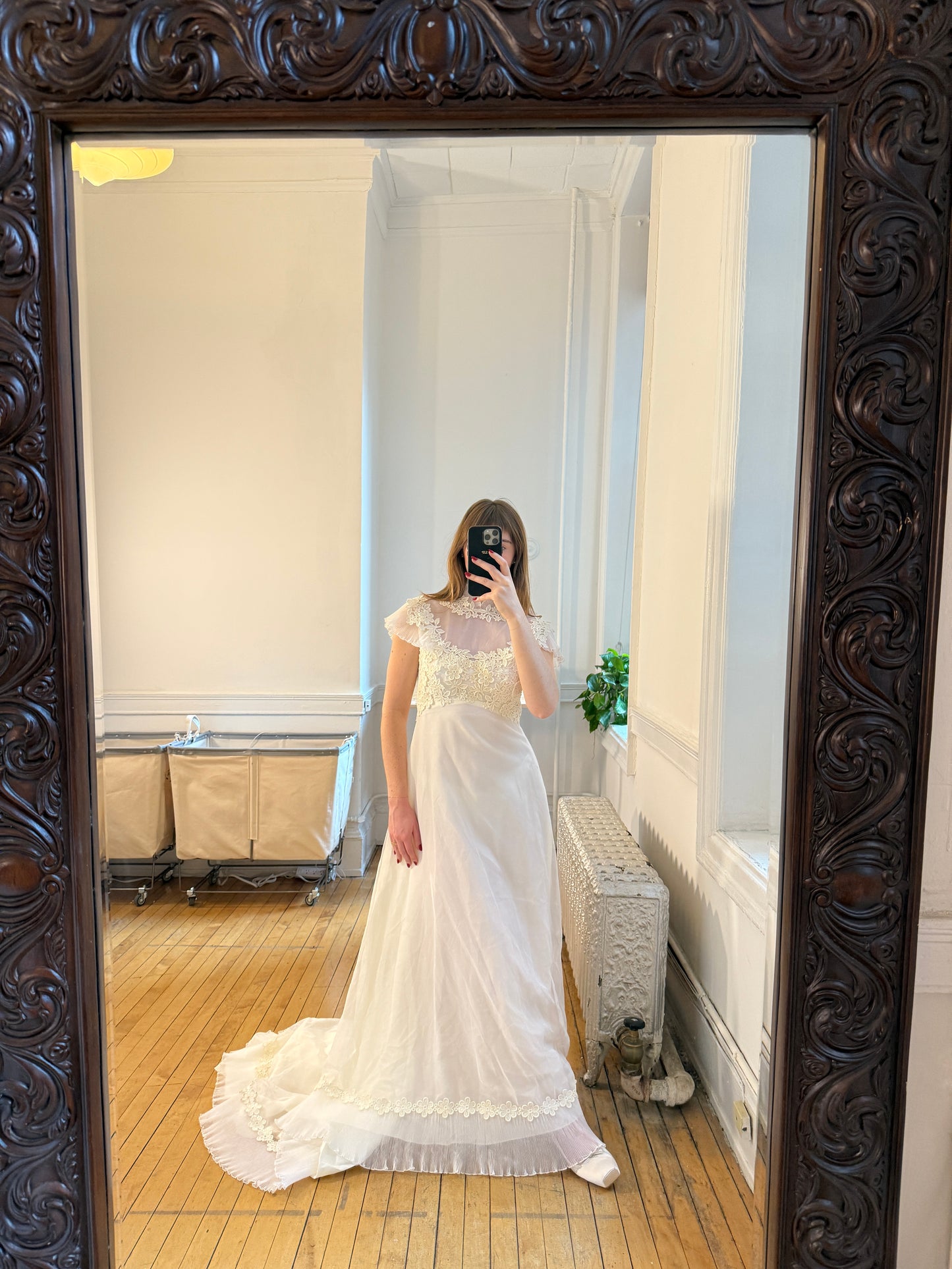 Vintage 70's Sheer Chiffon Wedding Dress