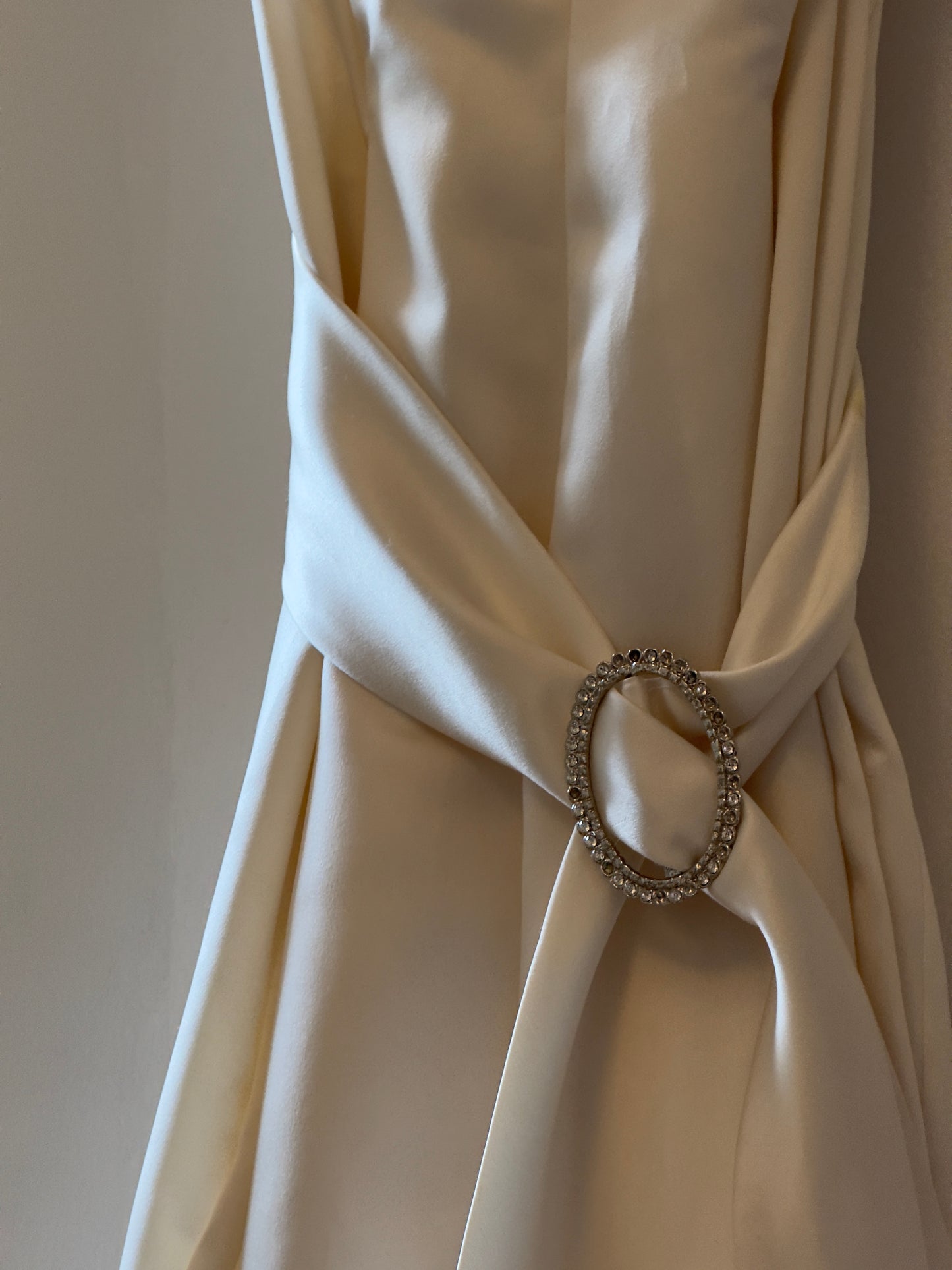Vintage 90's Halter Satin Bridal Dress with Belt