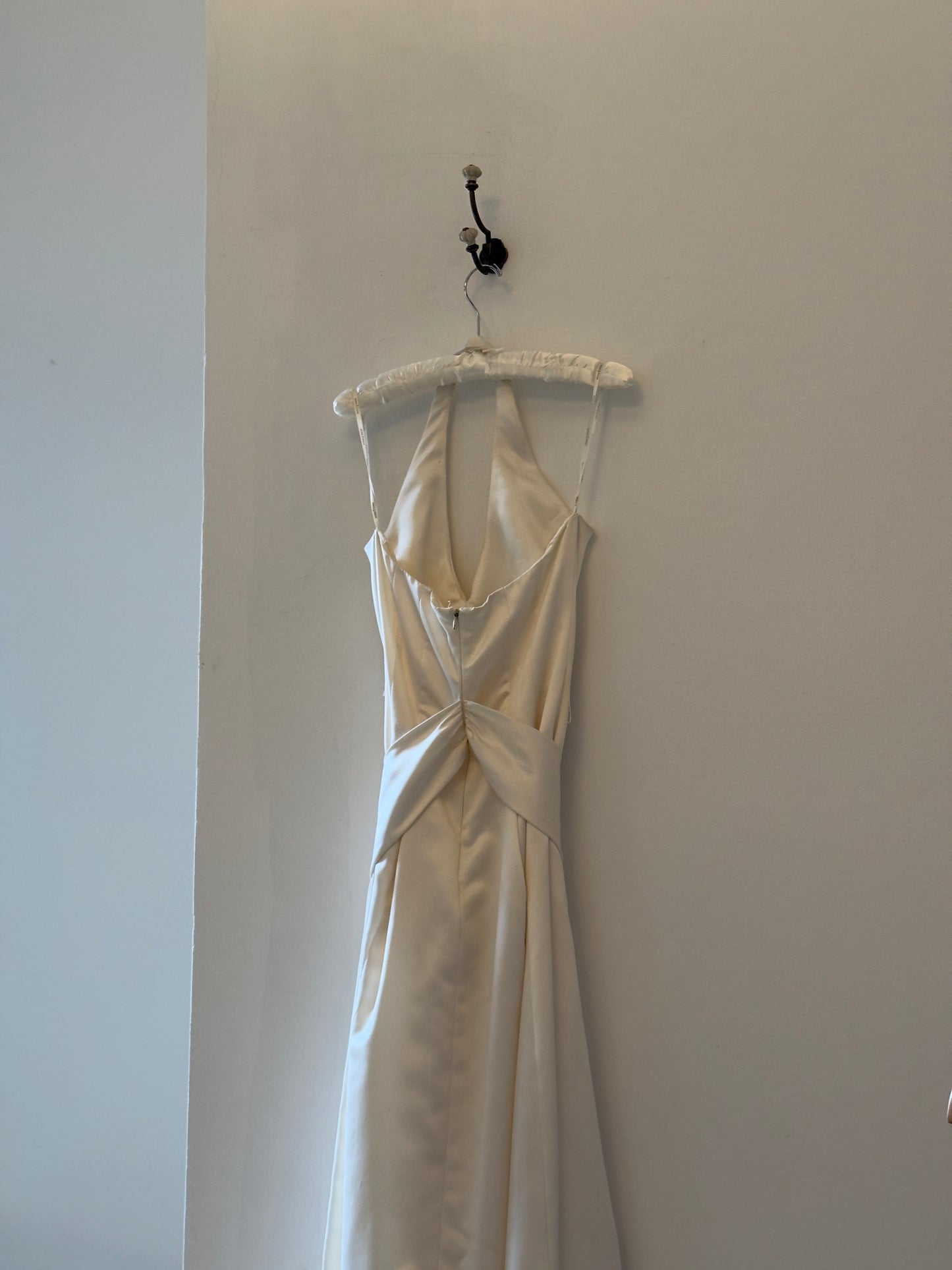 Vintage 90's Halter Satin Bridal Dress with Belt