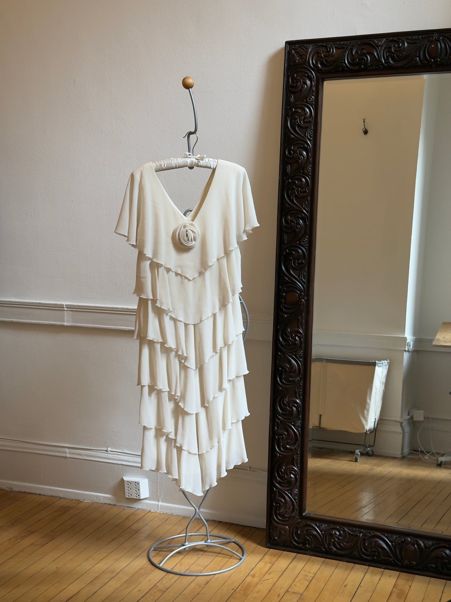Vintage 80's Rosette Tiered Bridal Dress
