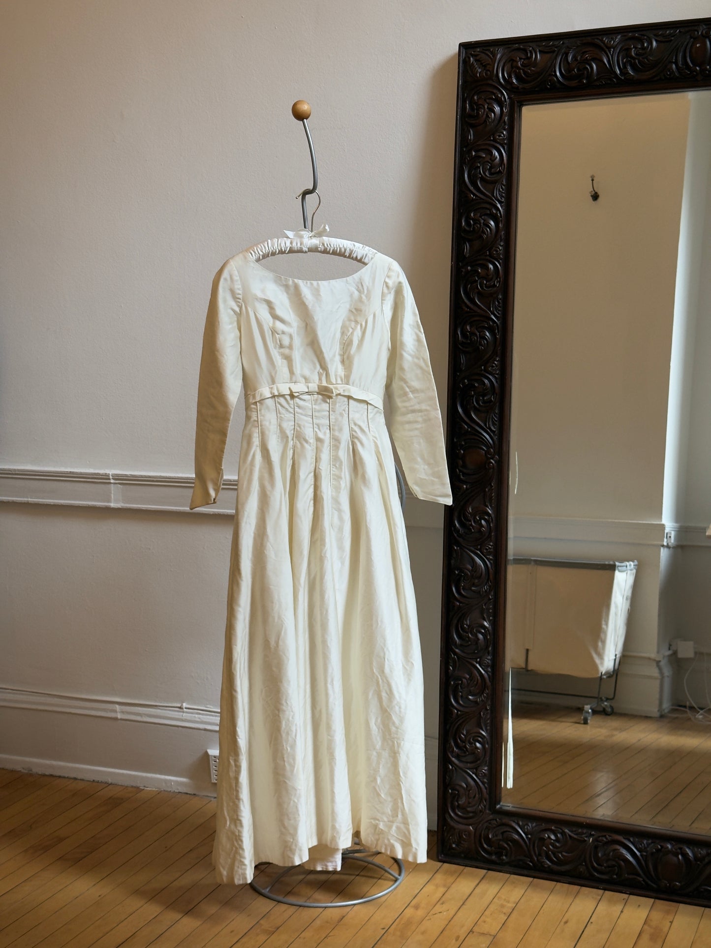 Vintage Long Sleeved, Pleated Wedding Dress
