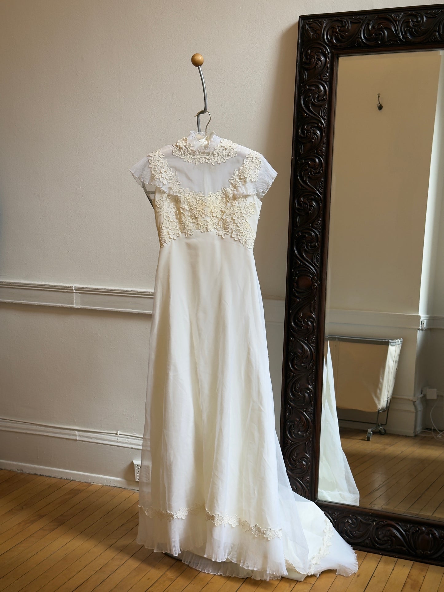 Vintage 70's Sheer Chiffon Wedding Dress