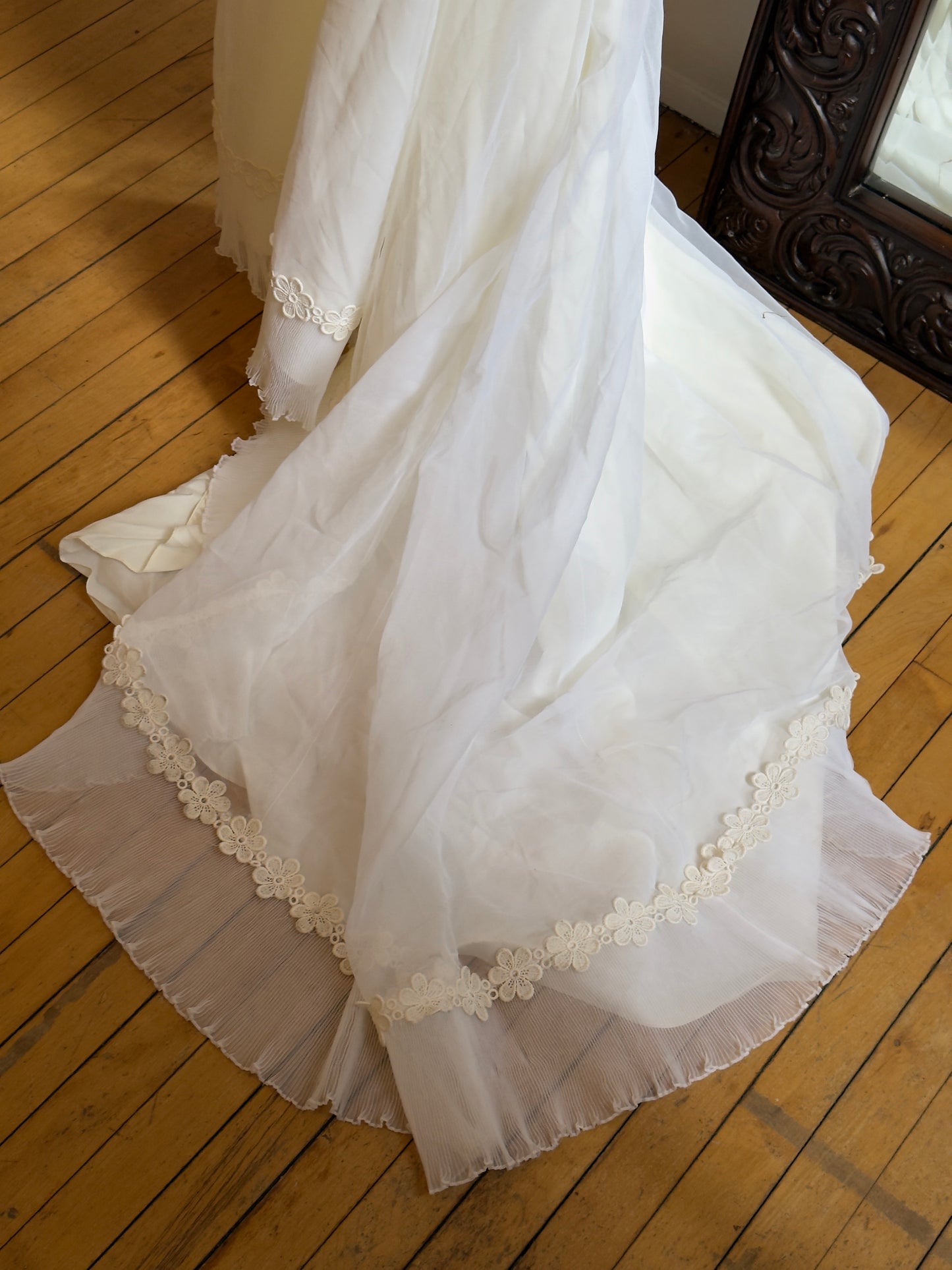 Vintage 70's Sheer Chiffon Wedding Dress