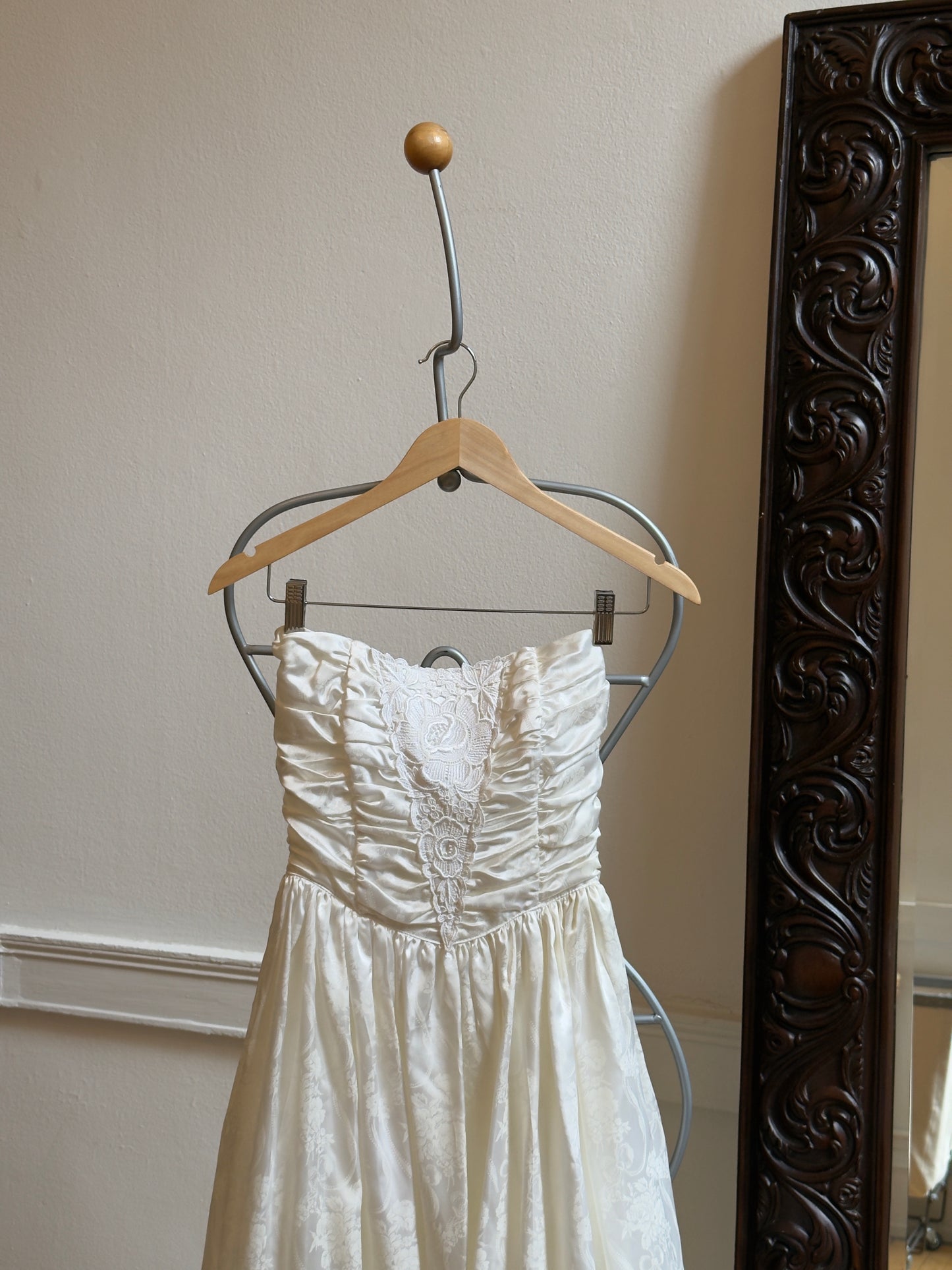 Vintage 80's Gunne Sax Strapless Tea Length Wedding Dress