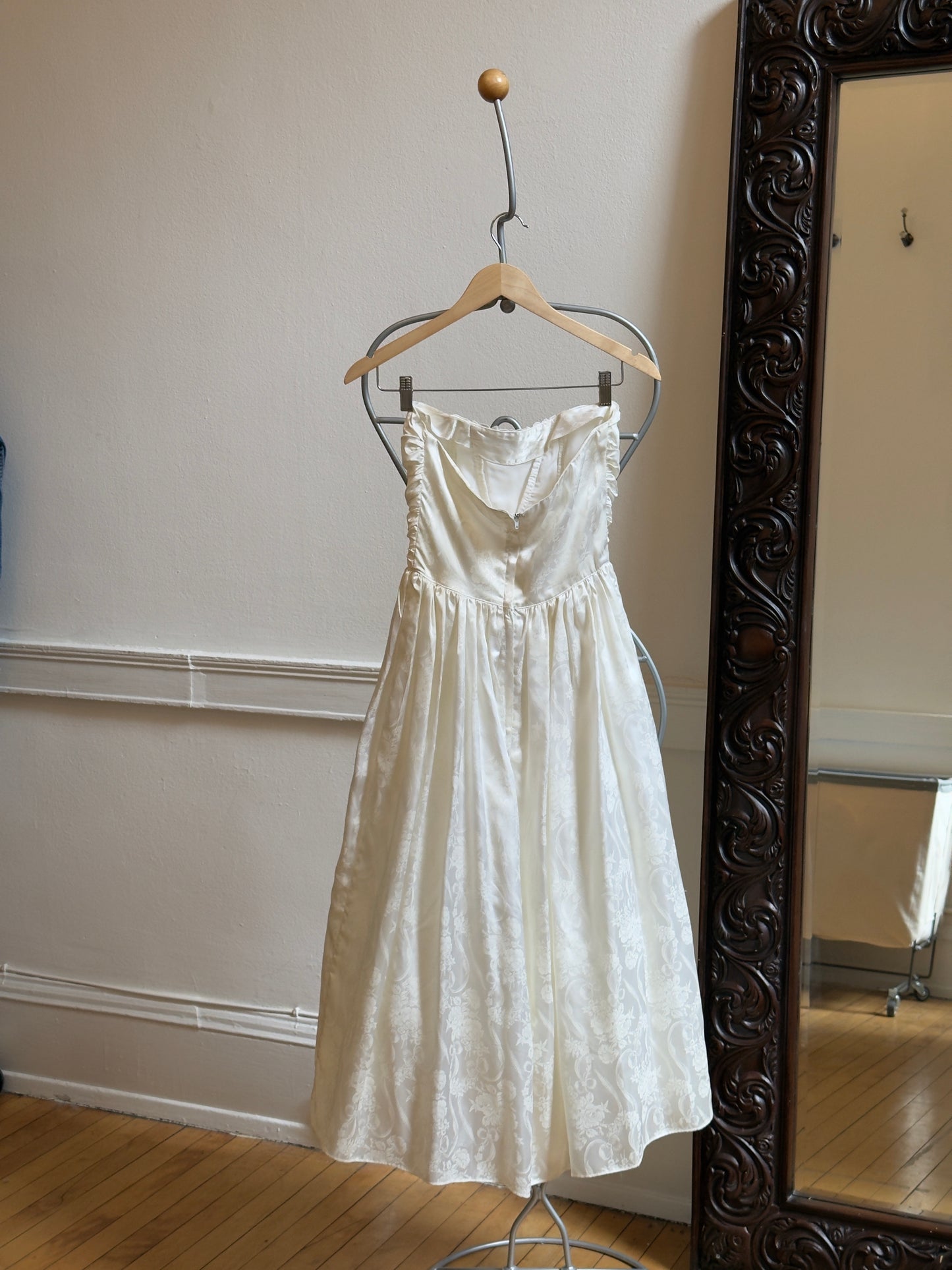 Vintage 80's Gunne Sax Strapless Tea Length Wedding Dress