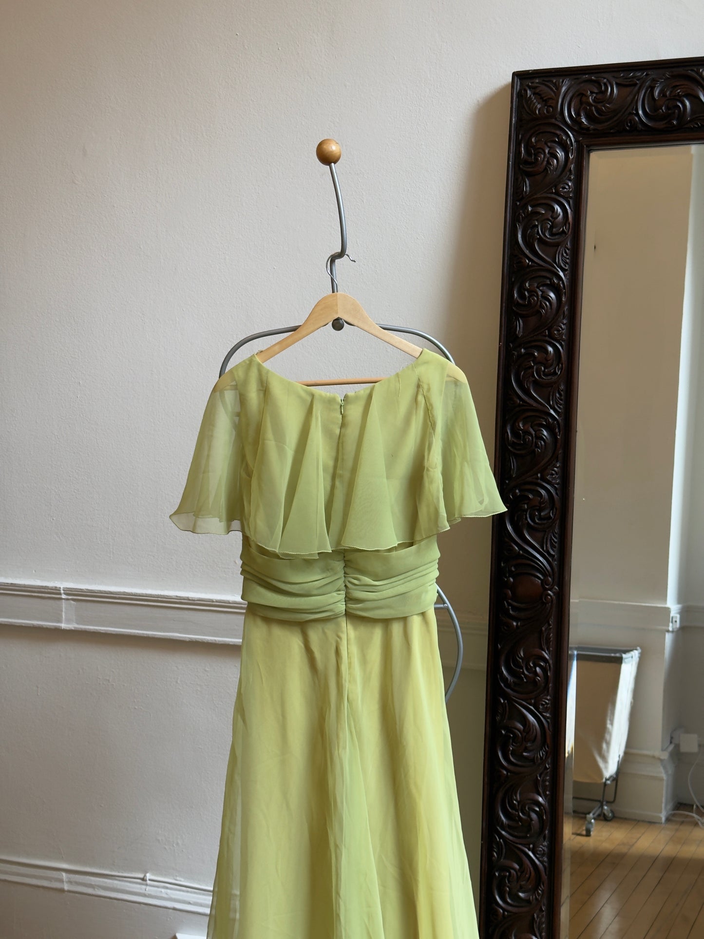 Vintage 60's Chartreuse Chiffon Evening Dress