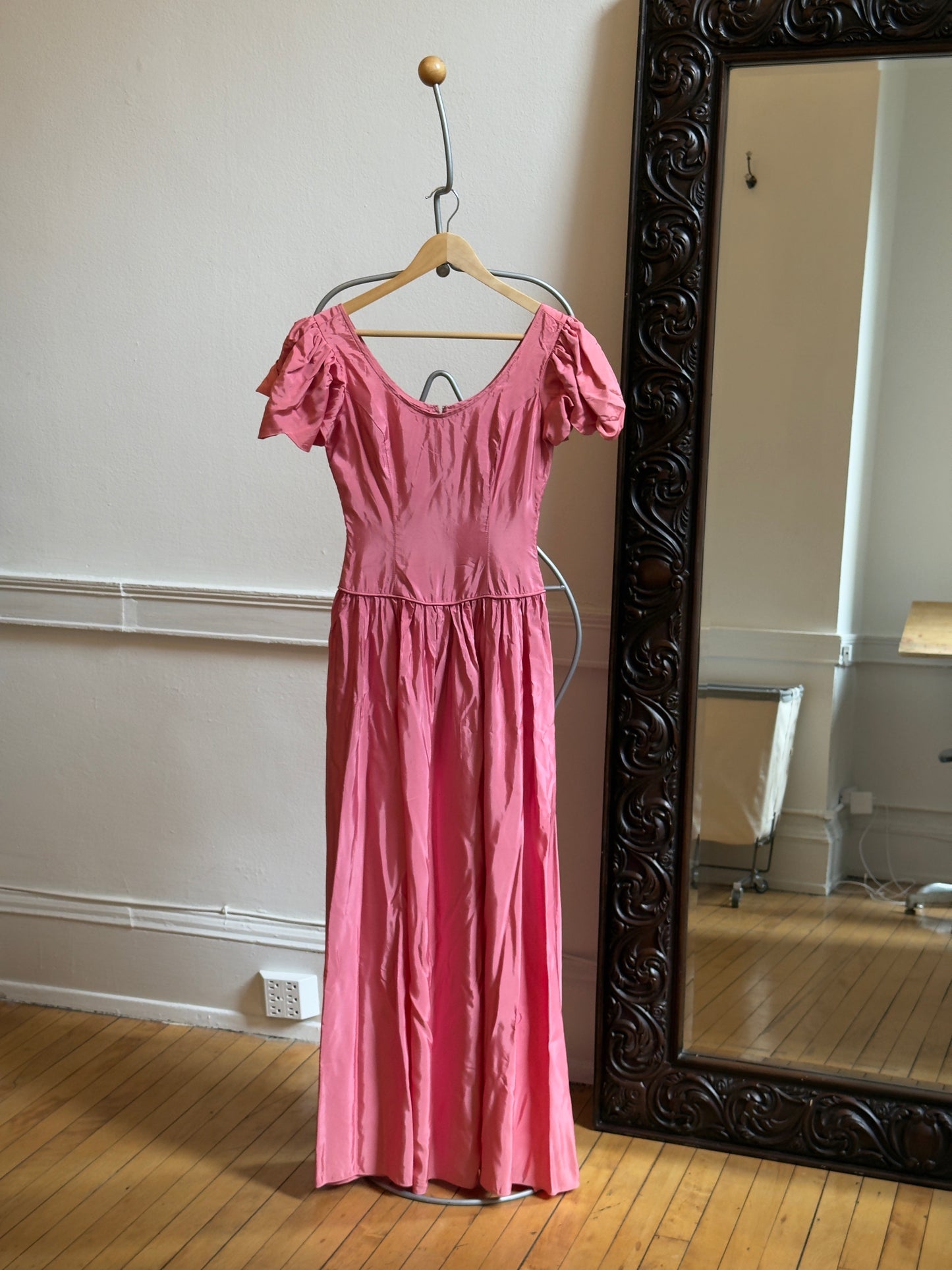 Vintage 80's Drop Waist Pink Party Dress