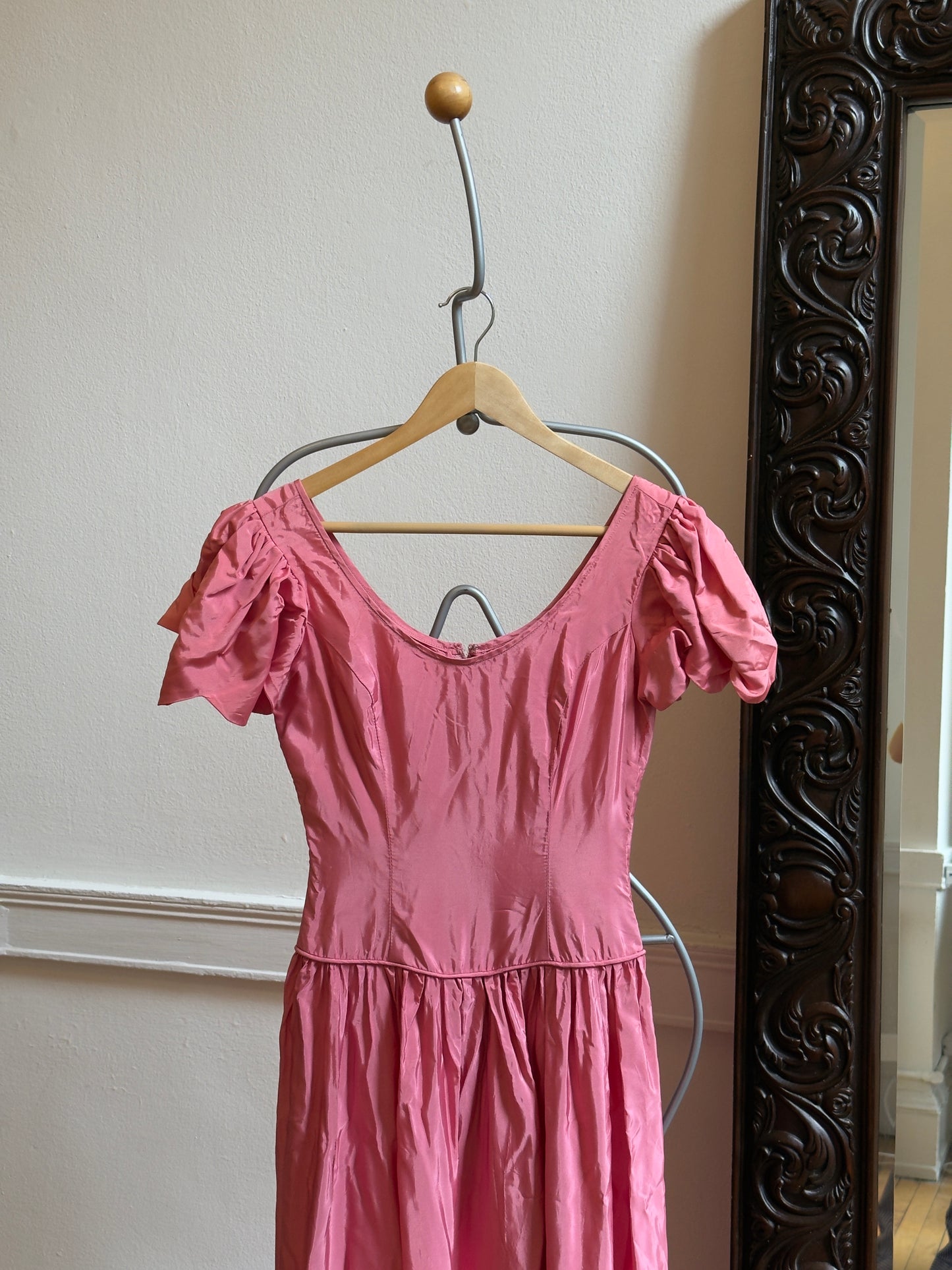 Vintage 80's Drop Waist Pink Party Dress