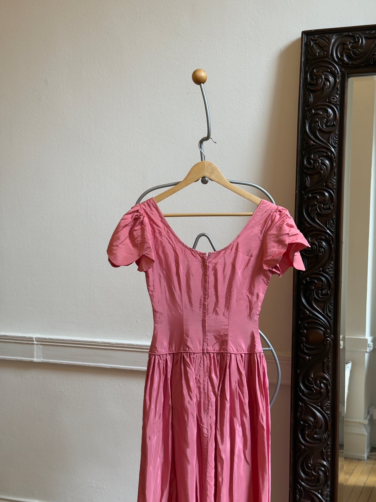 Vintage 80's Drop Waist Pink Party Dress