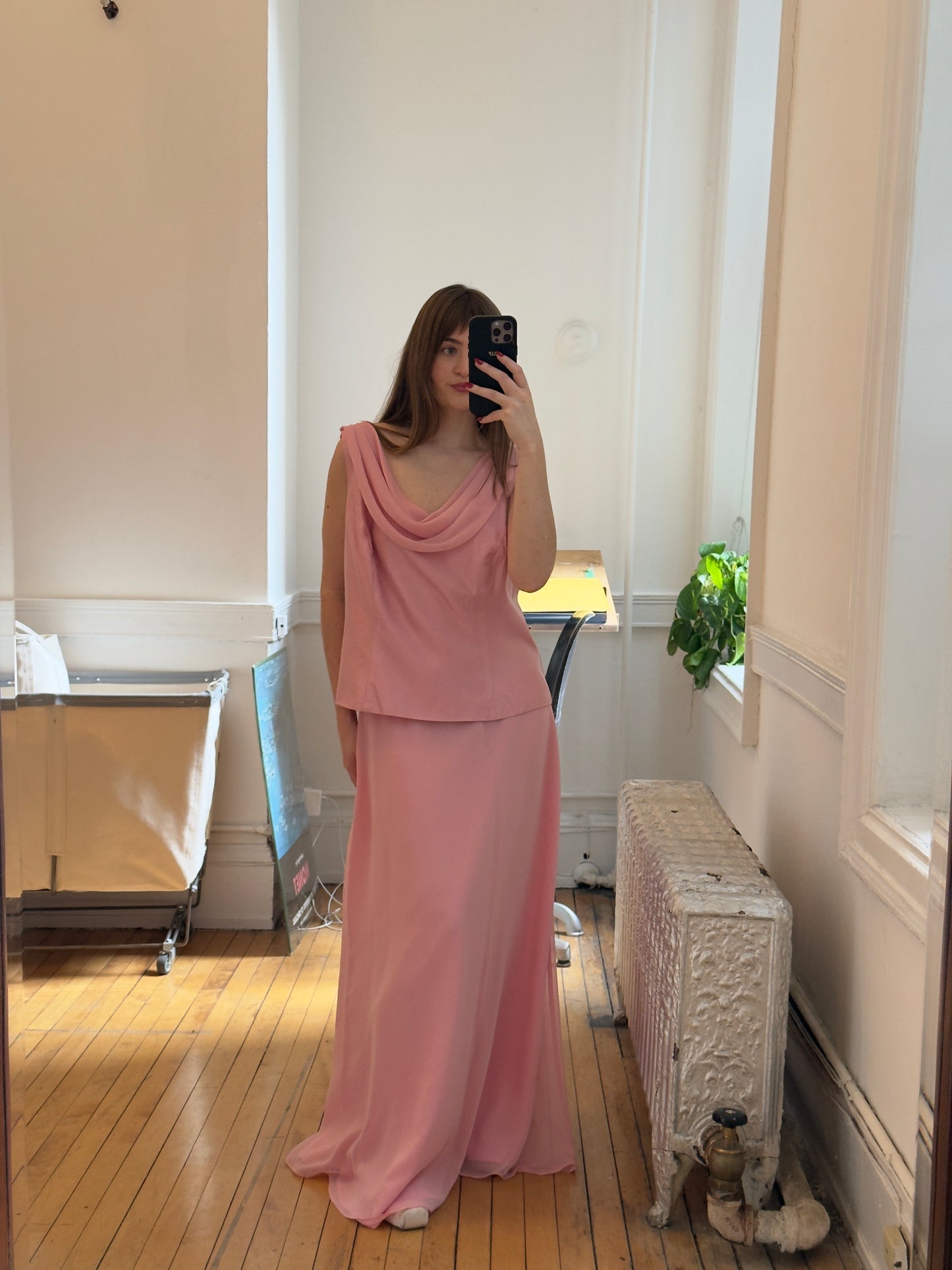 Vintage 90's Pink Two Piece Skirt Set
