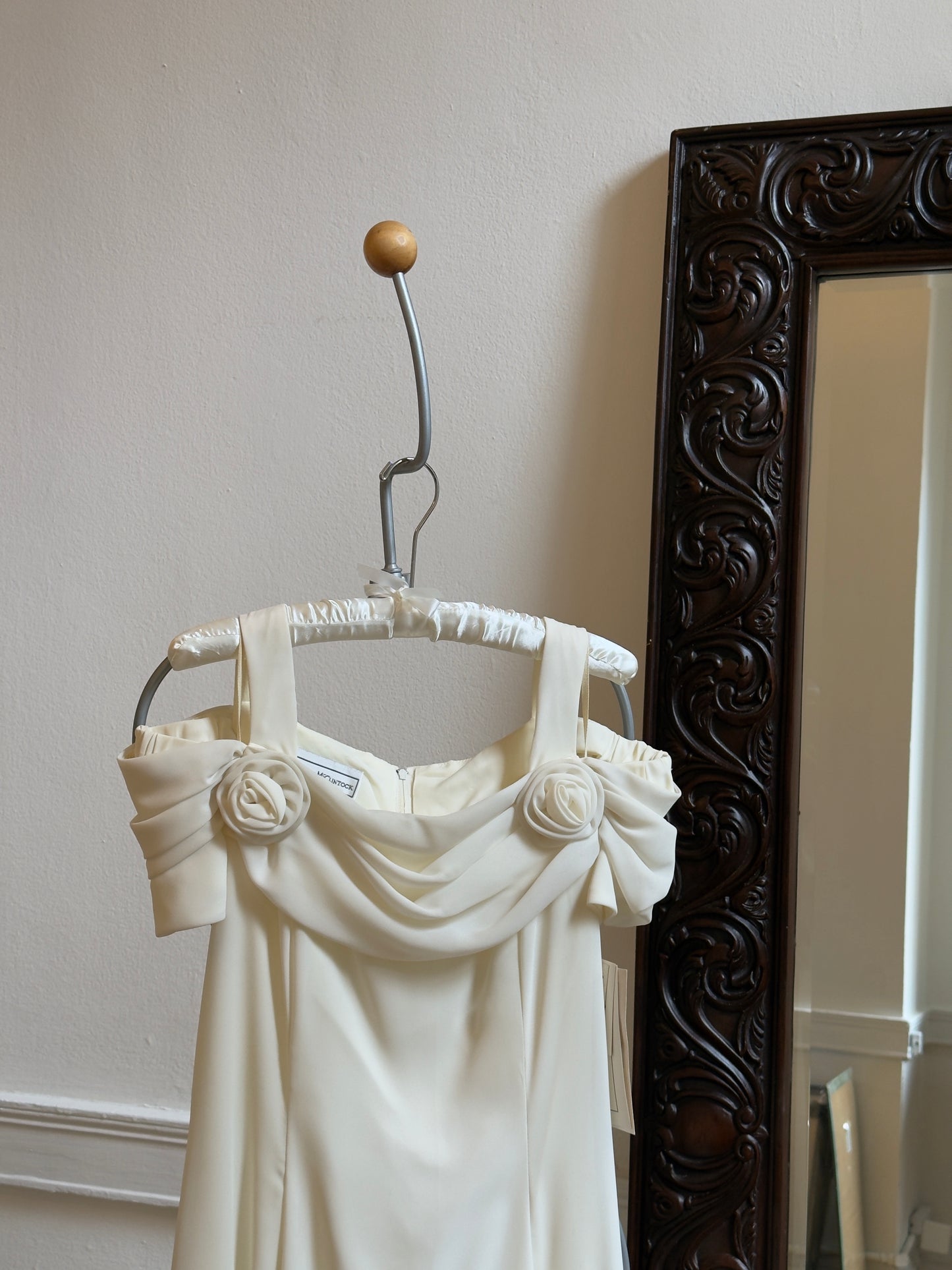 Vintage '80s Off-The-Shoulder Rosette Bridal Dress