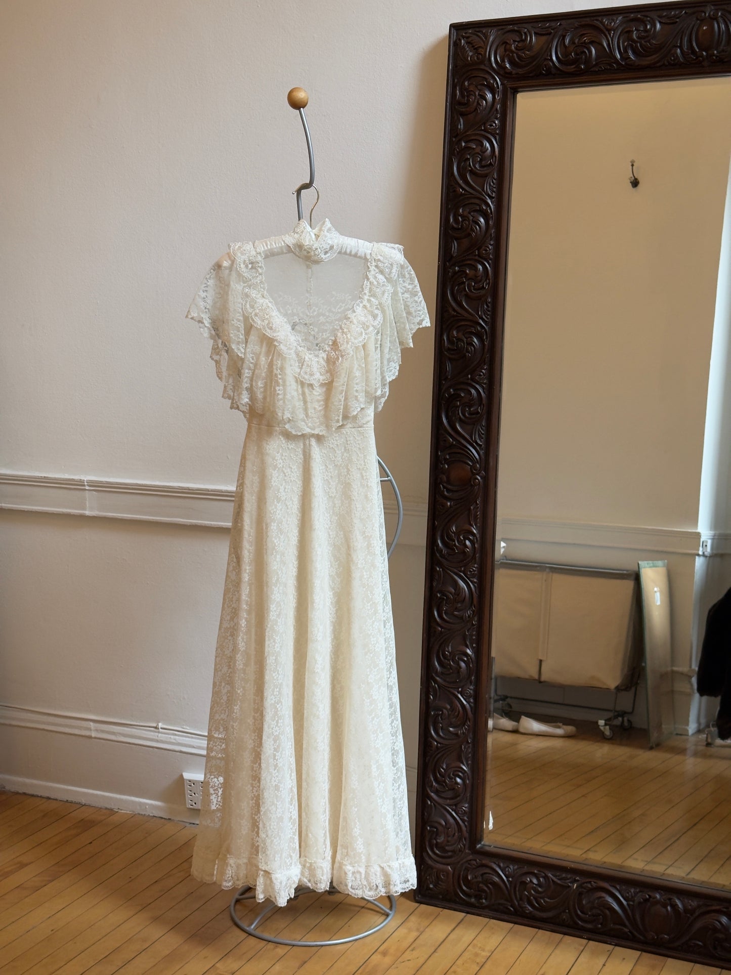 Vintage 70's Allover Lace Wedding Dress