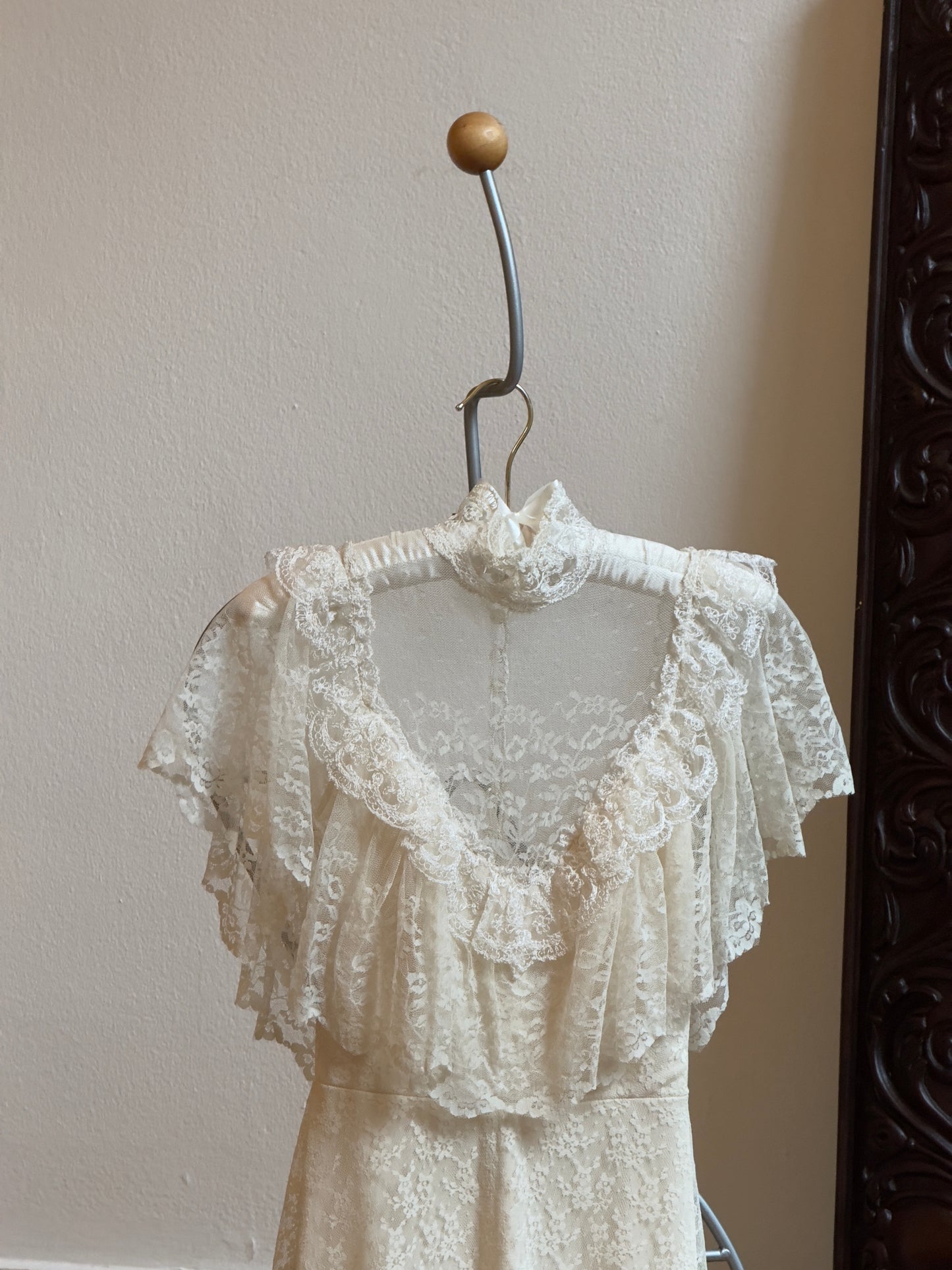 Vintage 70's Allover Lace Wedding Dress