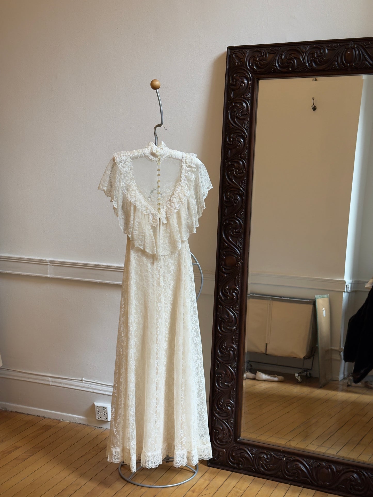 Vintage 70's Allover Lace Wedding Dress