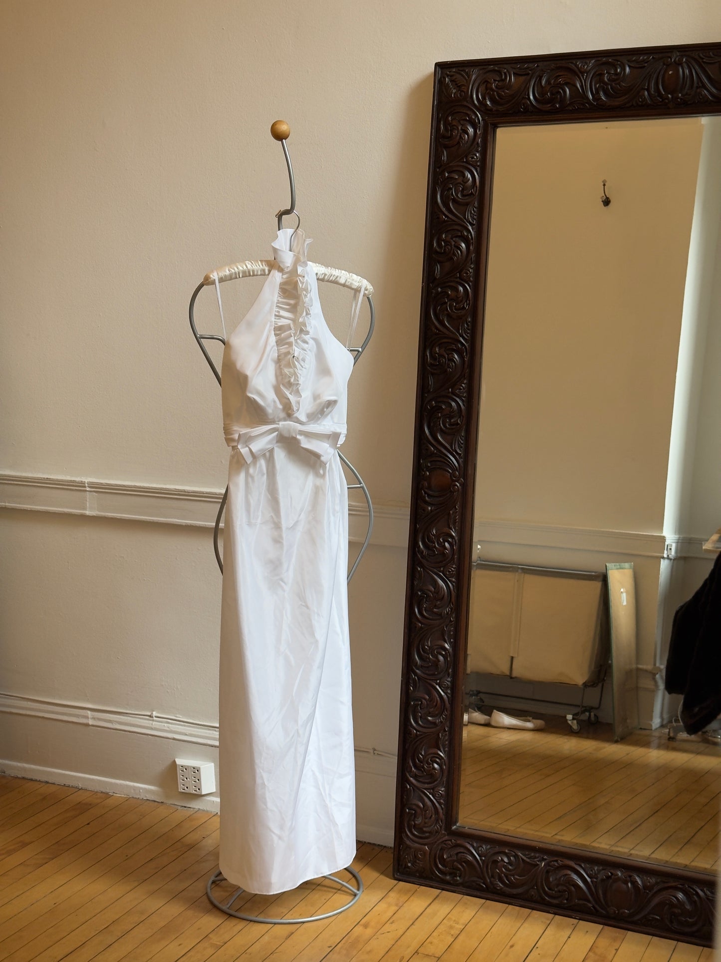 Vintage 60's Halter Ruffle Bridal Dress with Bow
