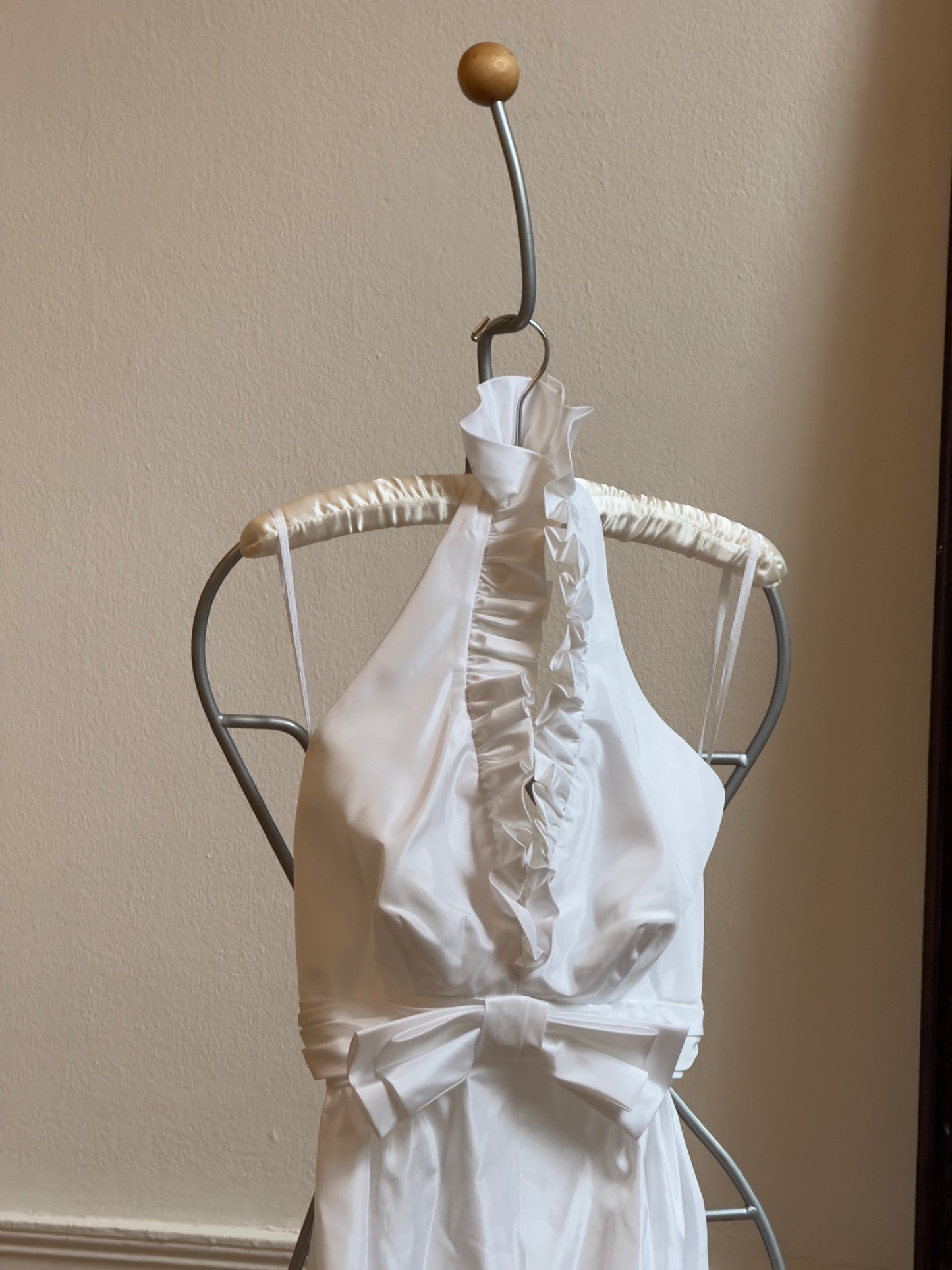 Vintage 60's Halter Ruffle Bridal Dress with Bow