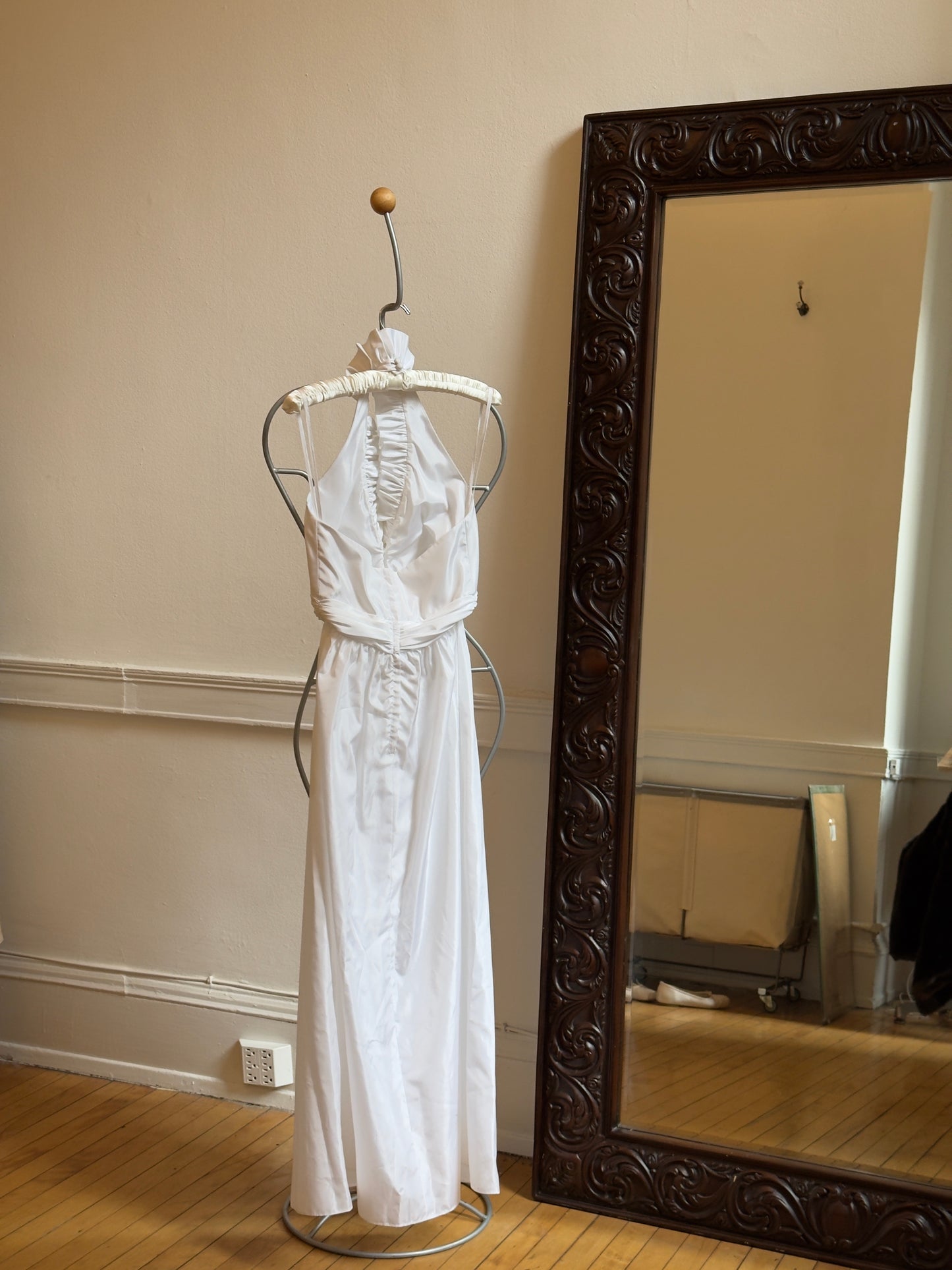 Vintage 60's Halter Ruffle Bridal Dress with Bow