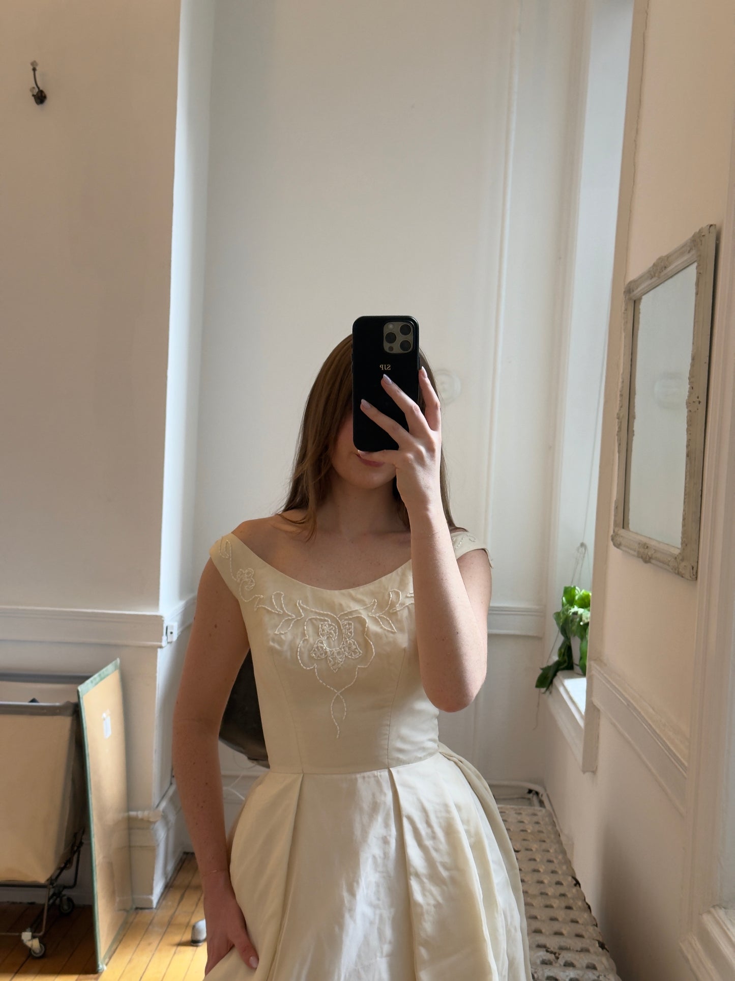 Vintage 50's A-Line Wedding Dress with Beading