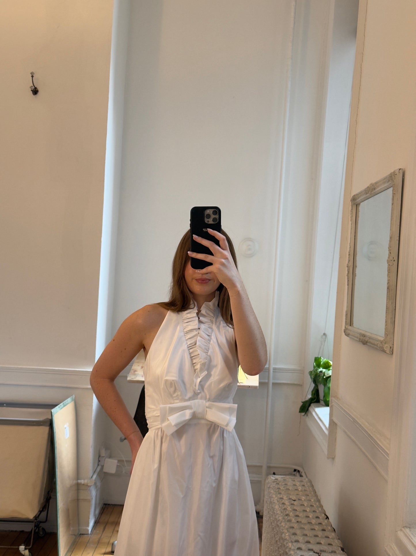 Vintage 60's Halter Ruffle Bridal Dress with Bow