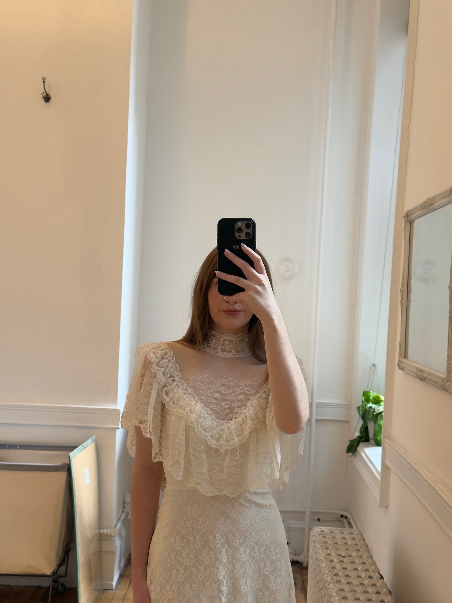 Vintage 70's Allover Lace Wedding Dress