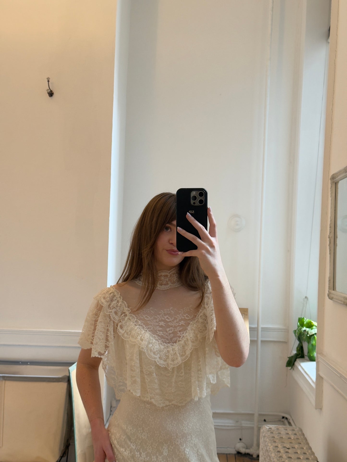 Vintage 70's Allover Lace Wedding Dress