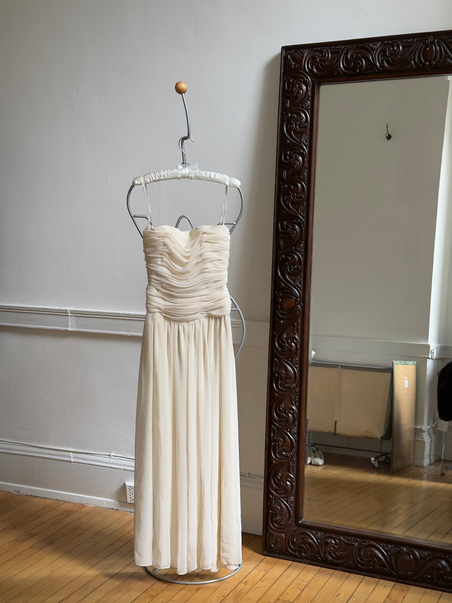 Vintage 70's Ivory Chiffon Strapless Bridal Jumpsuit