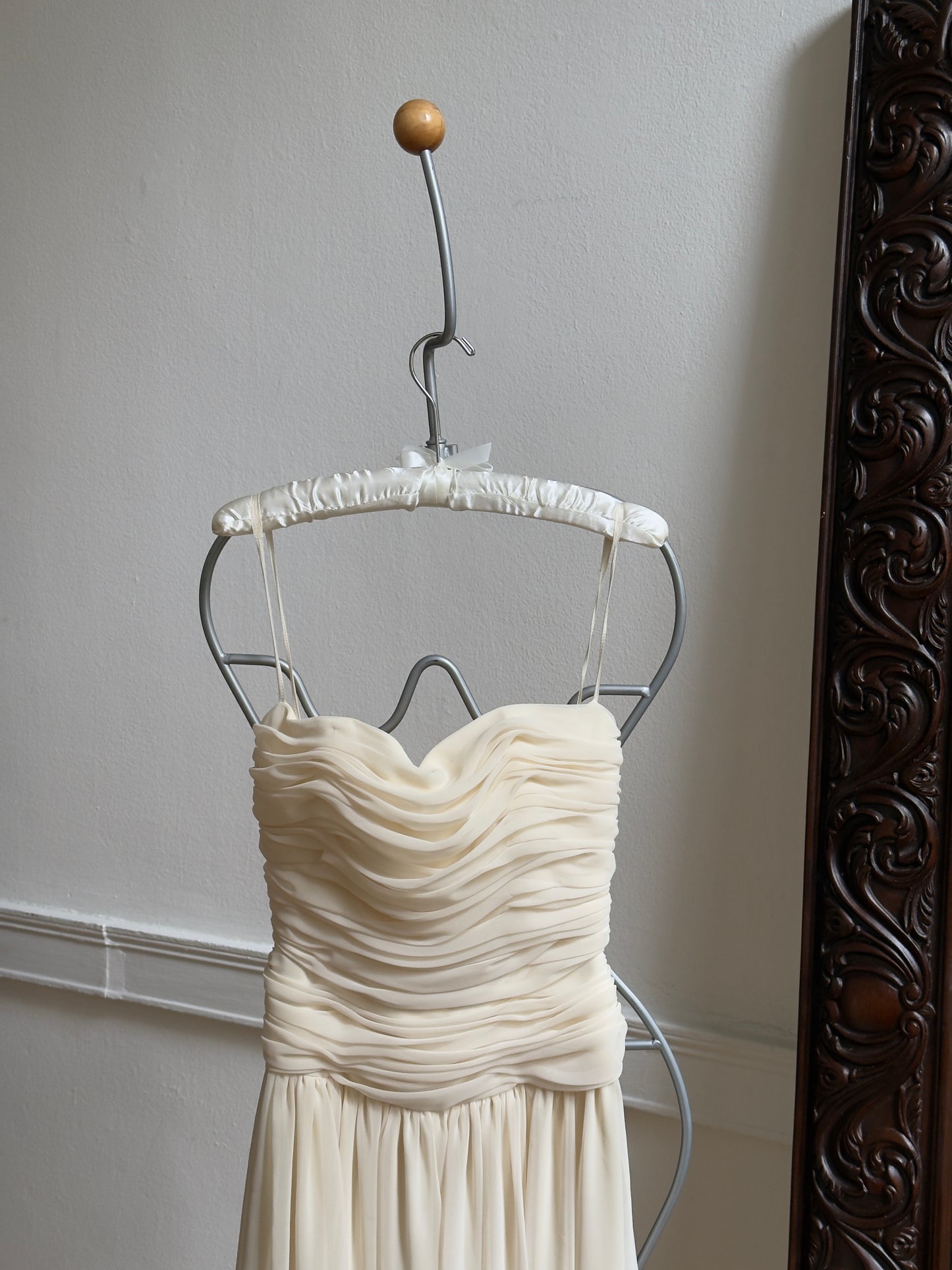 Vintage 70's Ivory Chiffon Strapless Bridal Jumpsuit