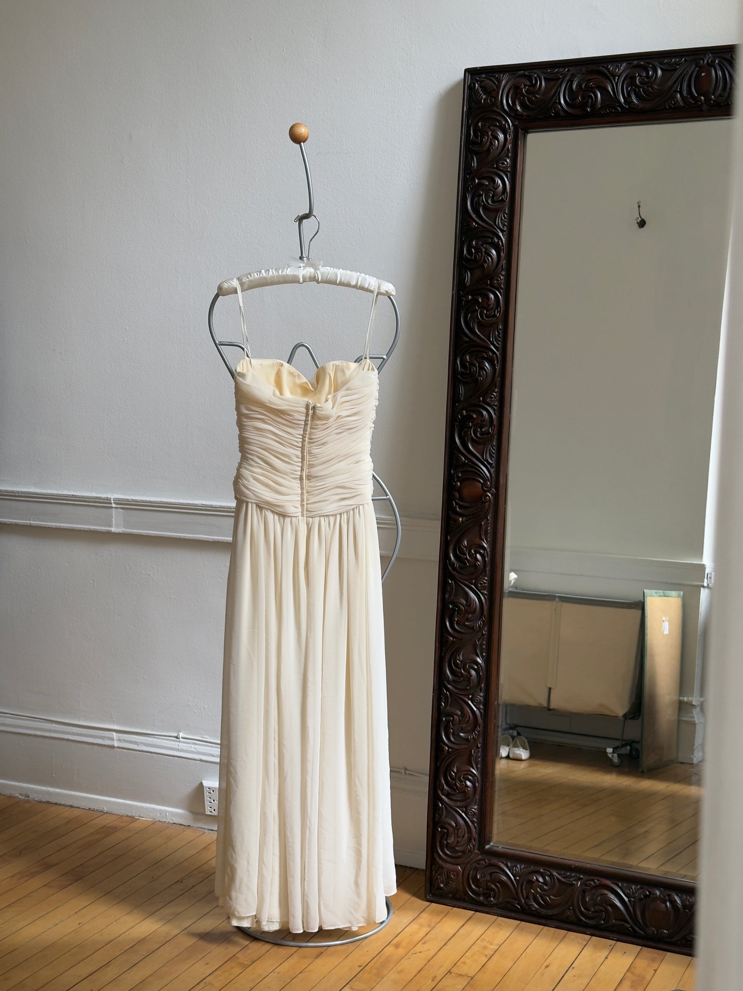 Vintage 70's Ivory Chiffon Strapless Bridal Jumpsuit