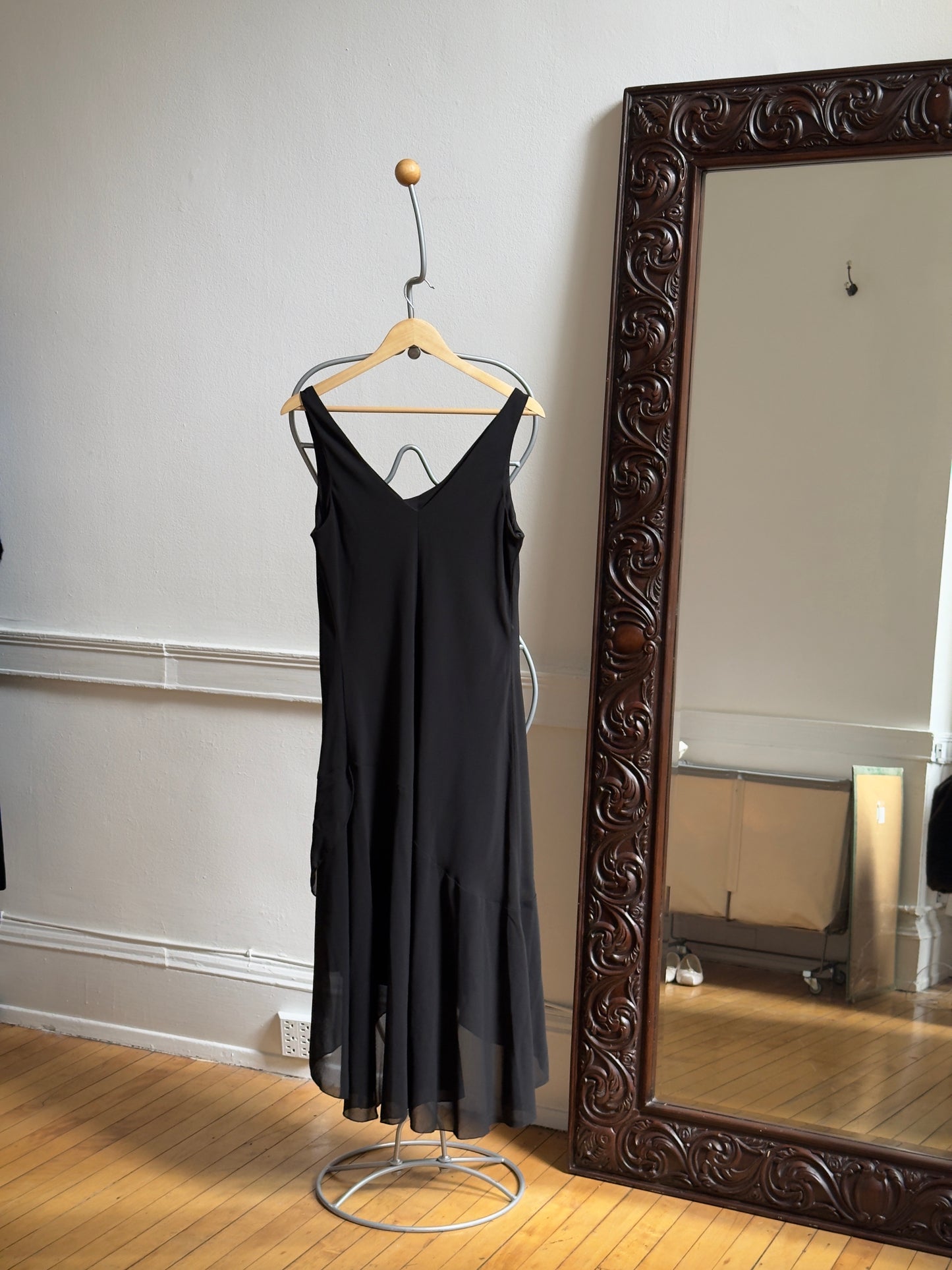 Vintage 90's Black Cowl Neck Midi Evening Dress