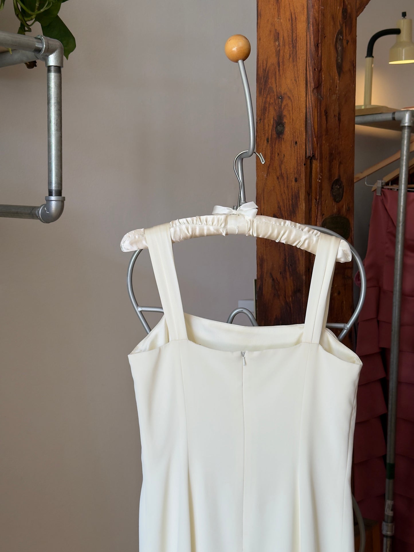 Vintage 90's Minimalist Bridal Dress with Bow Detail