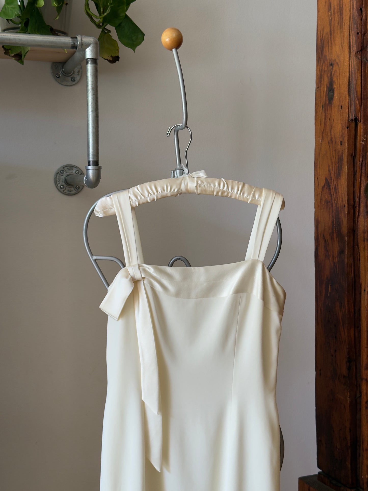 Vintage 90's Minimalist Bridal Dress with Bow Detail