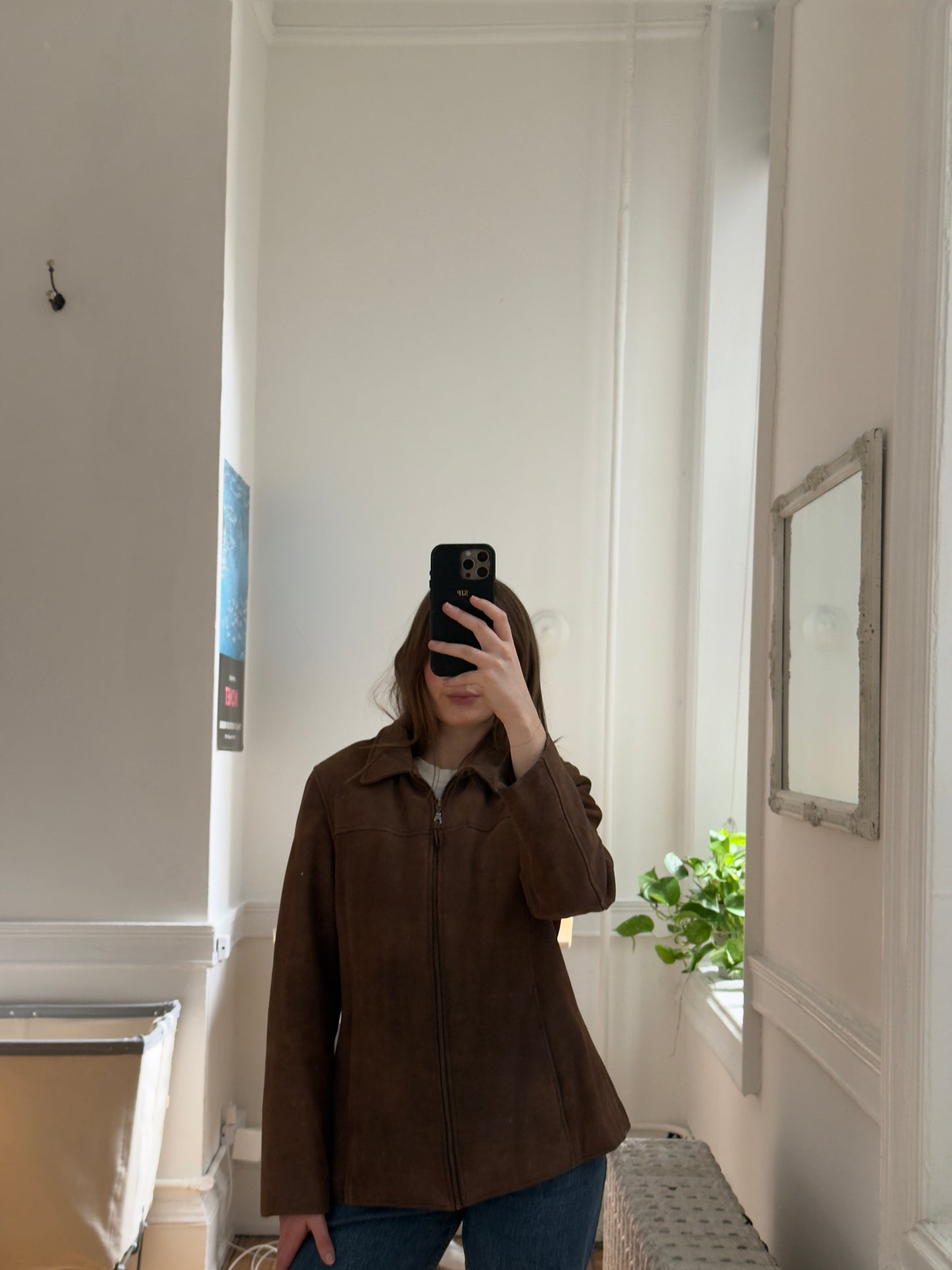 Vintage Y2K Distressed Brown Leather Jacket