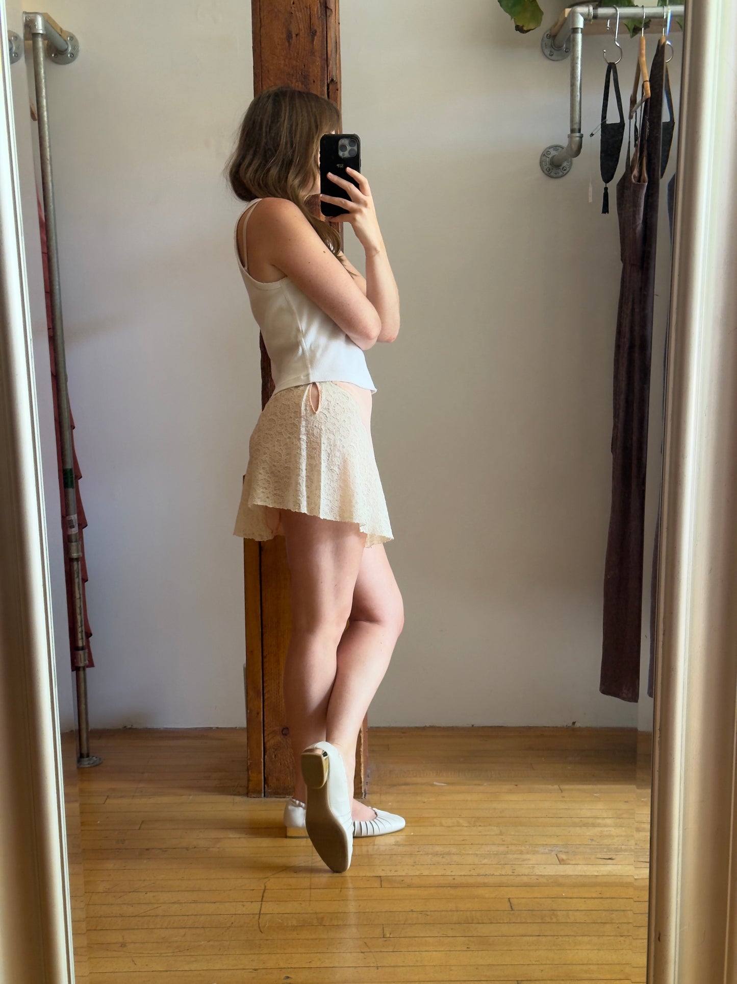 Vintage 30's Pink Crepe Tap Shorts with Cream Lace Detailing