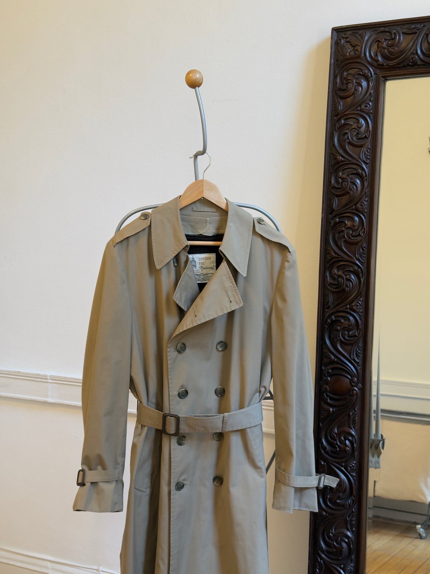 Vintage 80's Men's Belted Midi Trench Coat
