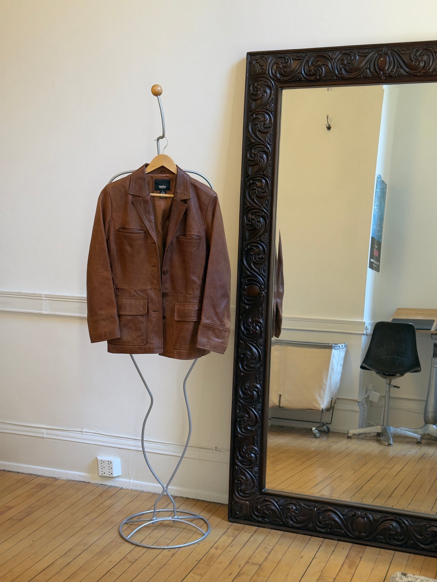 Vintage 90's Distressed Brown Leather Blazer