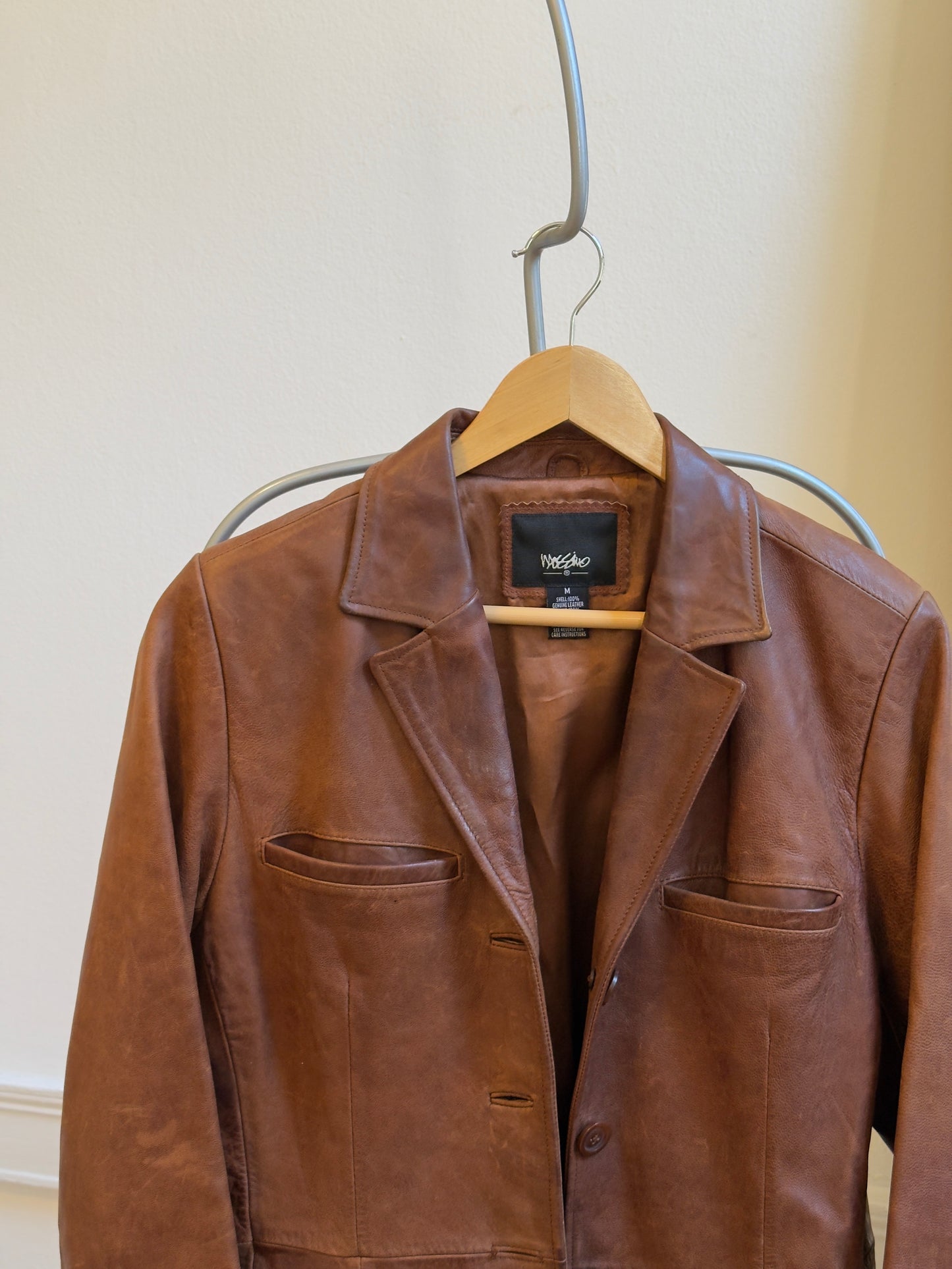 Vintage 90's Distressed Brown Leather Blazer
