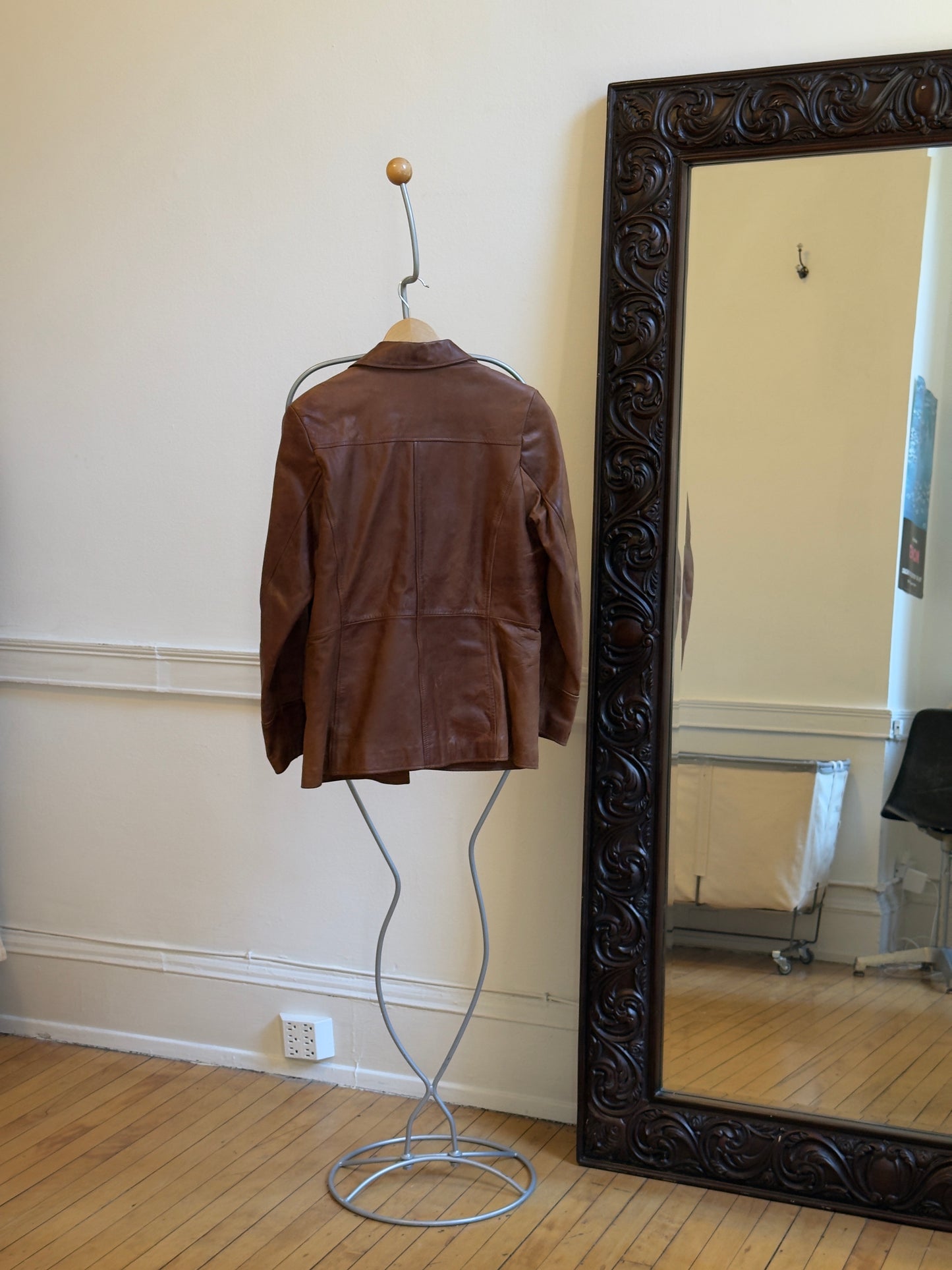 Vintage 90's Distressed Brown Leather Blazer