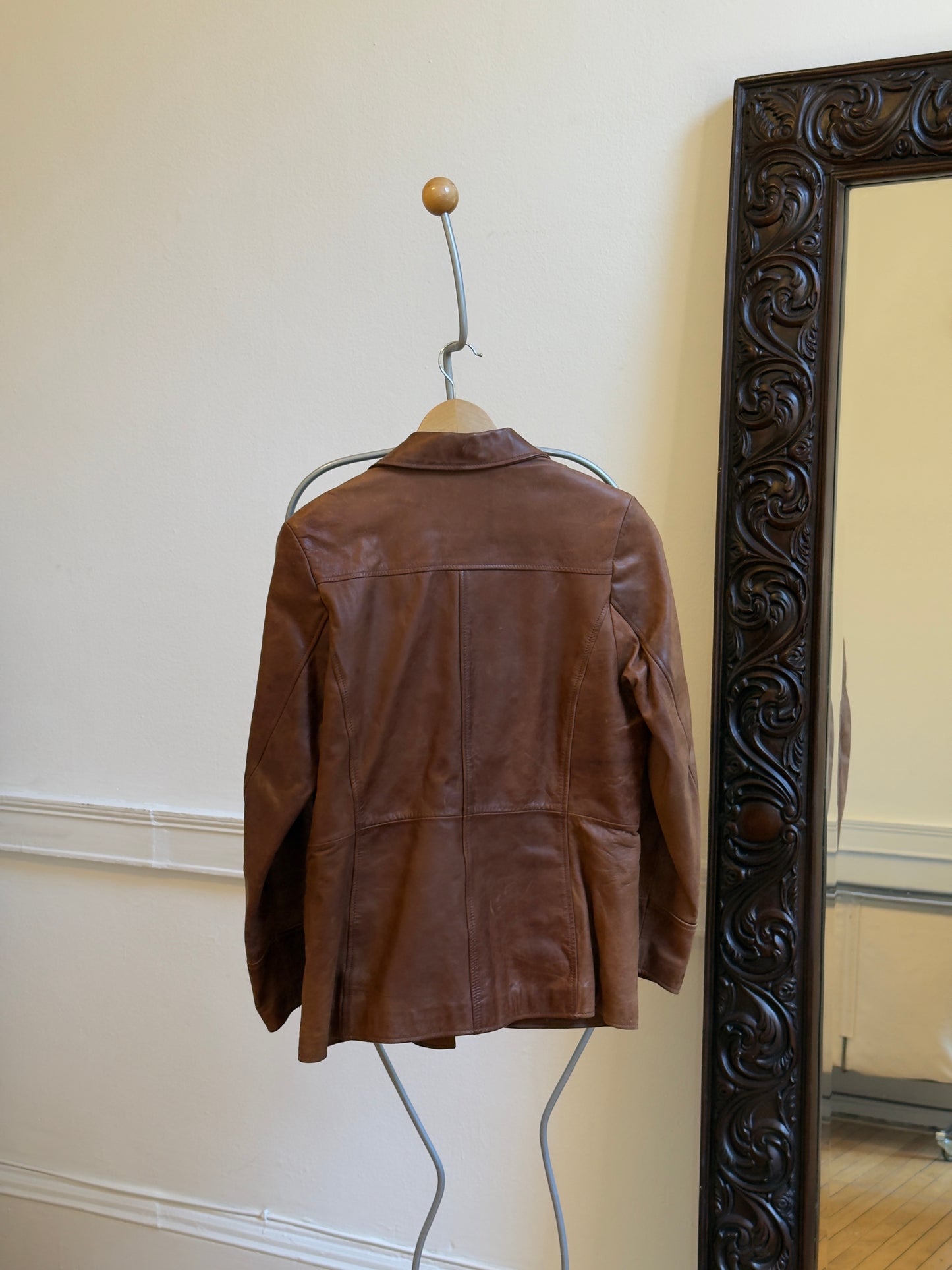 Vintage 90's Distressed Brown Leather Blazer