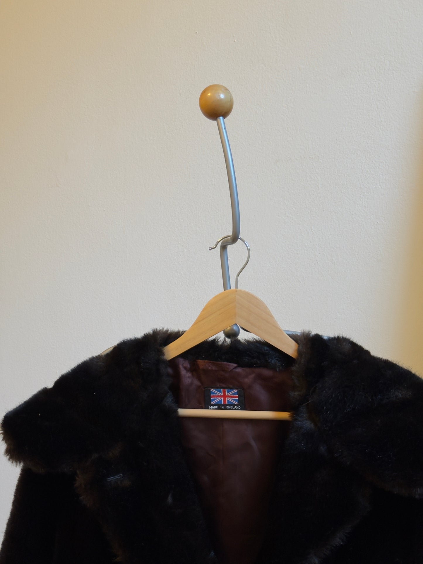 Vintage 70's Dark Brown Faux Fur Midi Coat