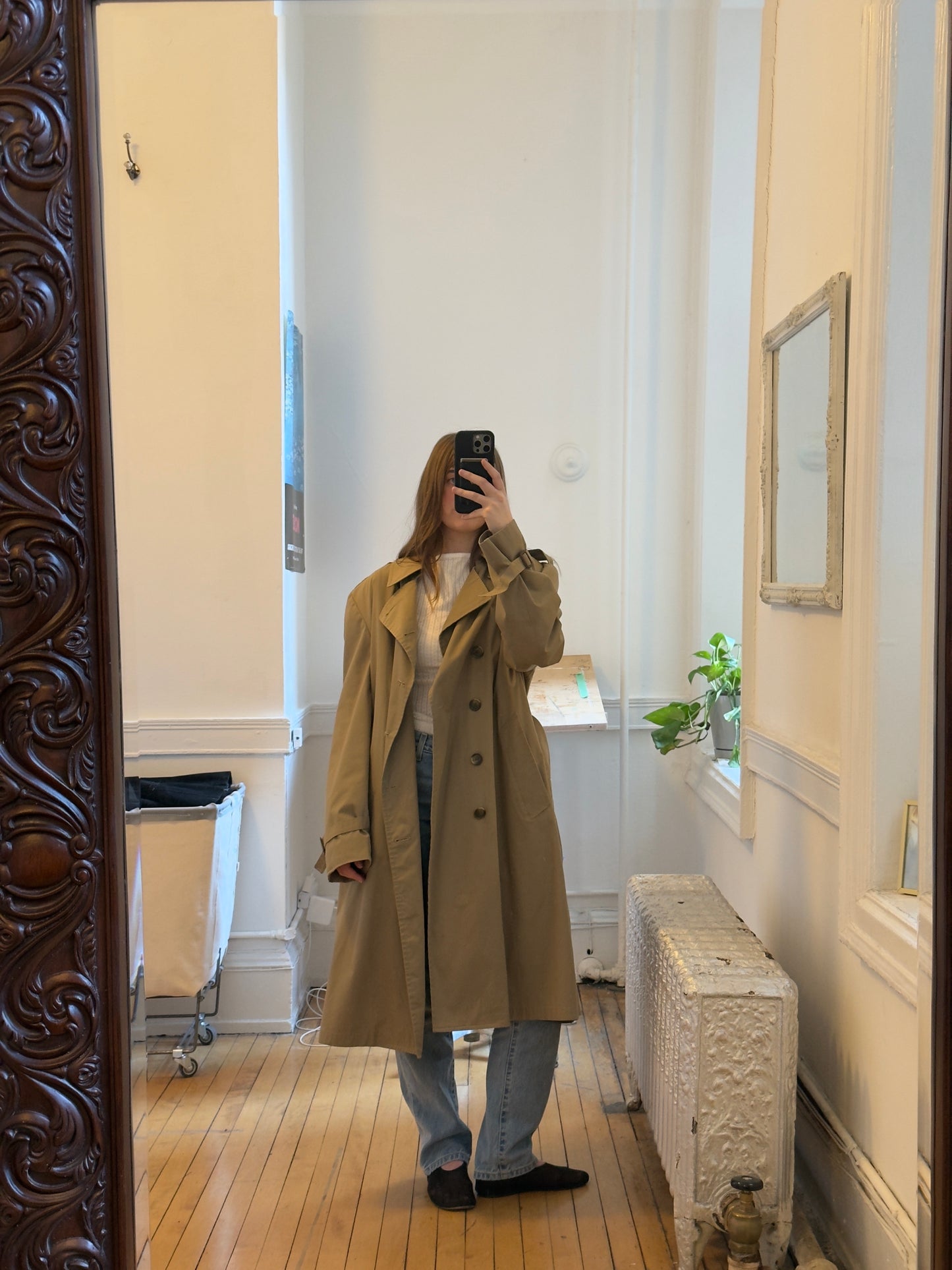 Vintage 80's Men's Belted Midi Trench Coat