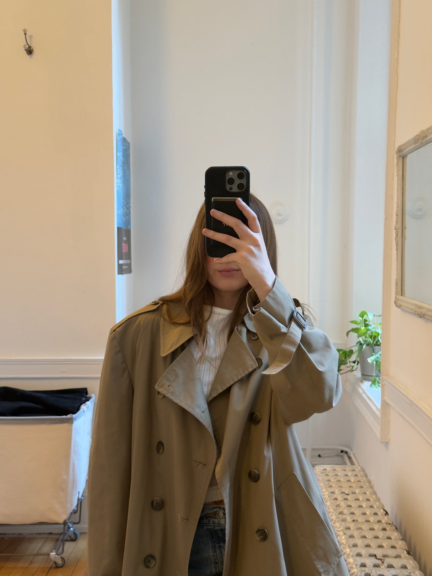Vintage 80's Men's Belted Midi Trench Coat