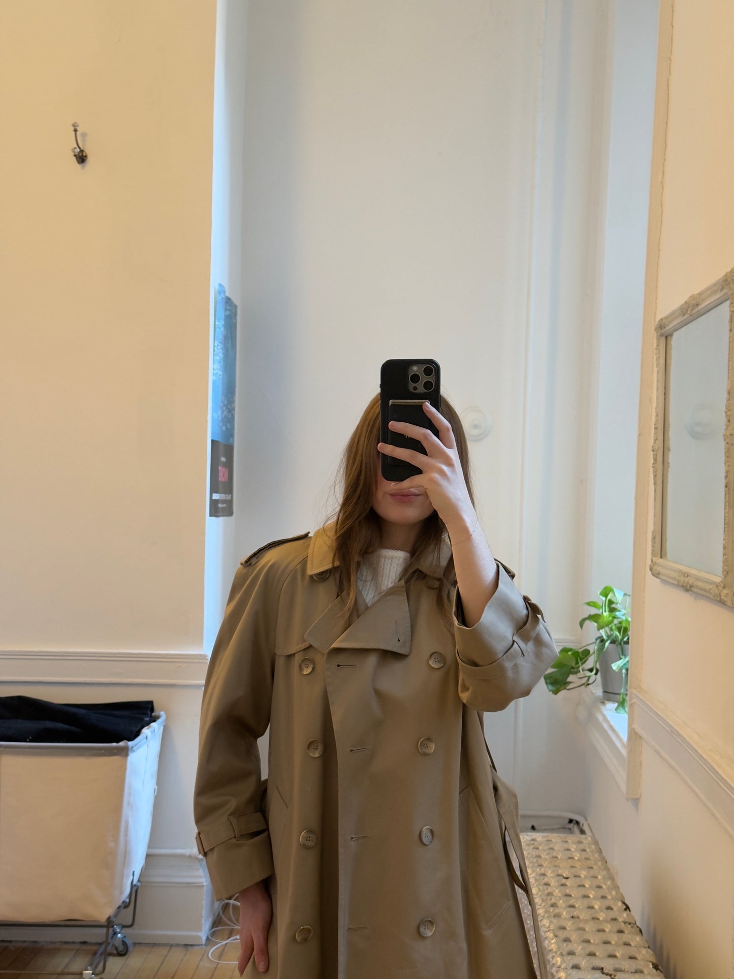 Vintage 80's Women's Belted Midi Trench Coat