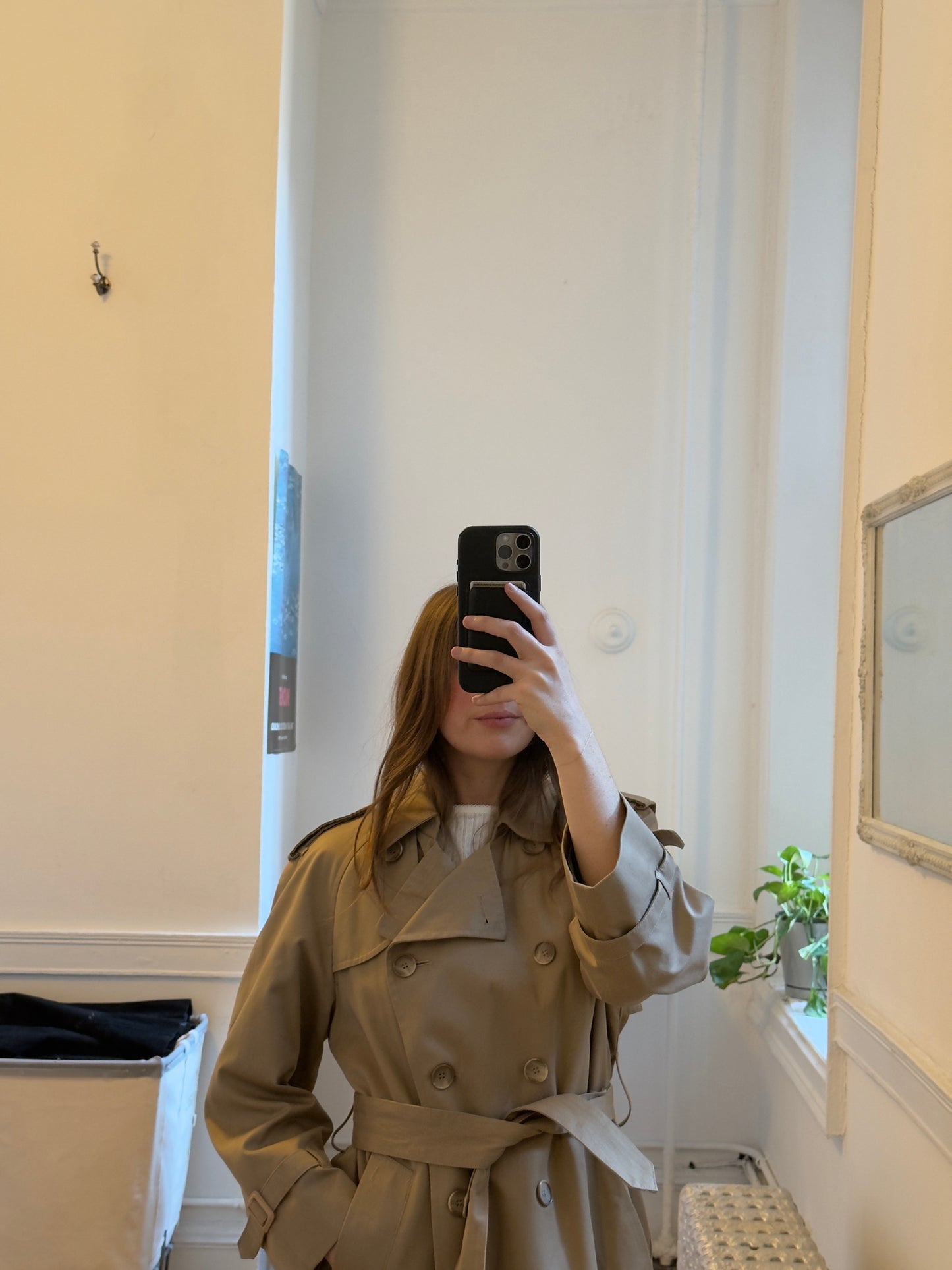 Vintage 80's Women's Belted Midi Trench Coat