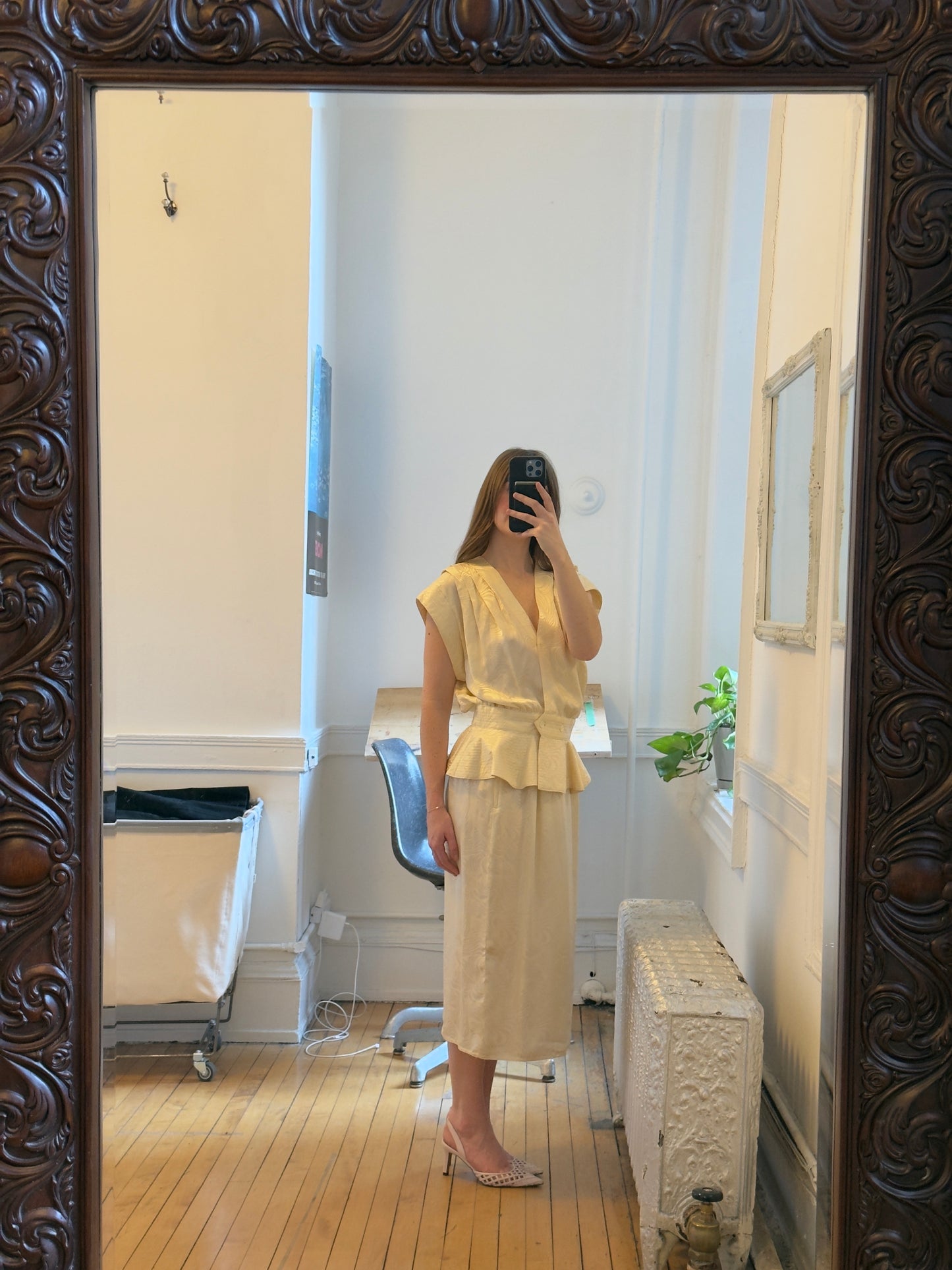 Vintage 70's Two Piece Silk Bridal Skirt Set