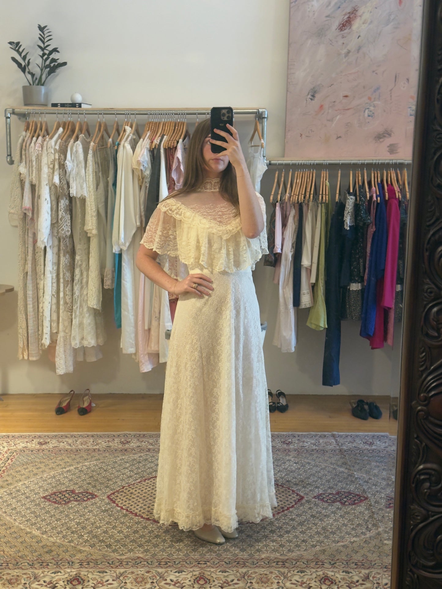 Vintage 70's Allover Lace Wedding Dress (Hold)