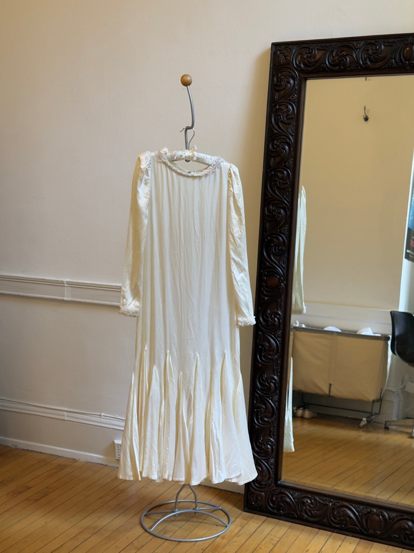 Vintage 60's Satin Drop Waist Bridal Dress